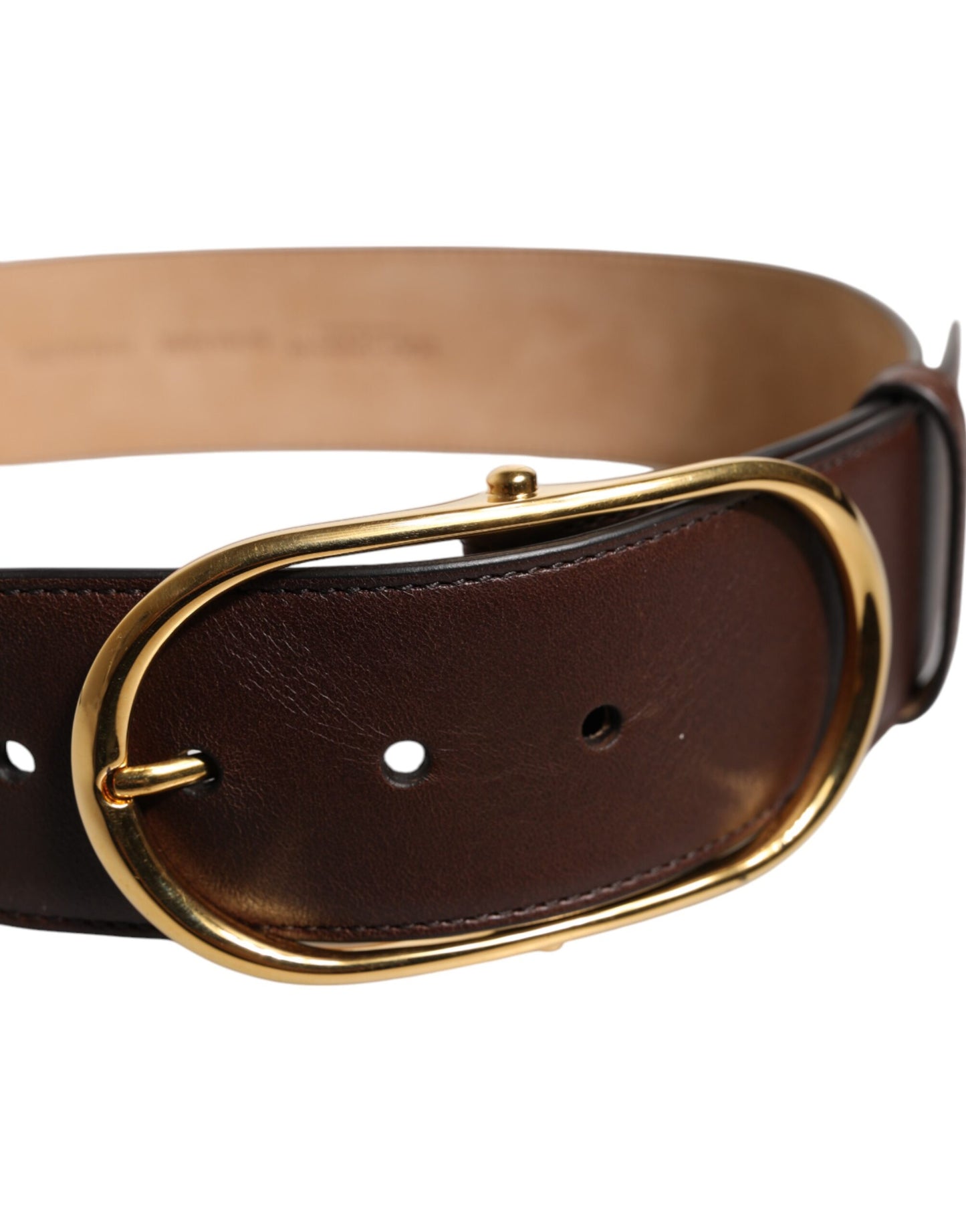 Ceinture en cuir marron Dolce & Gabbana avec boucle en métal doré