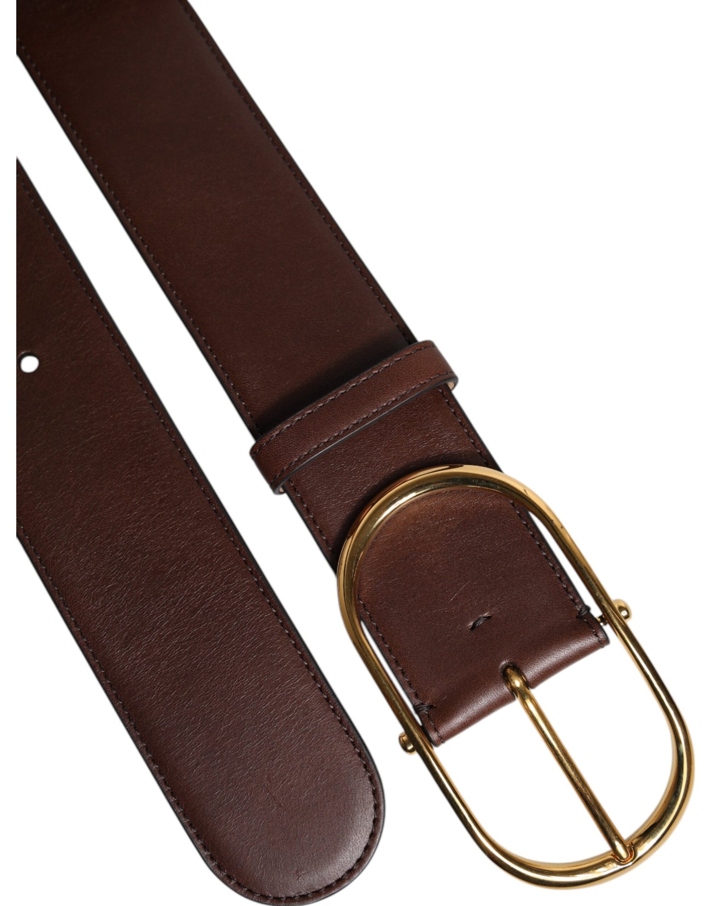 Ceinture en cuir marron Dolce & Gabbana avec boucle en métal doré