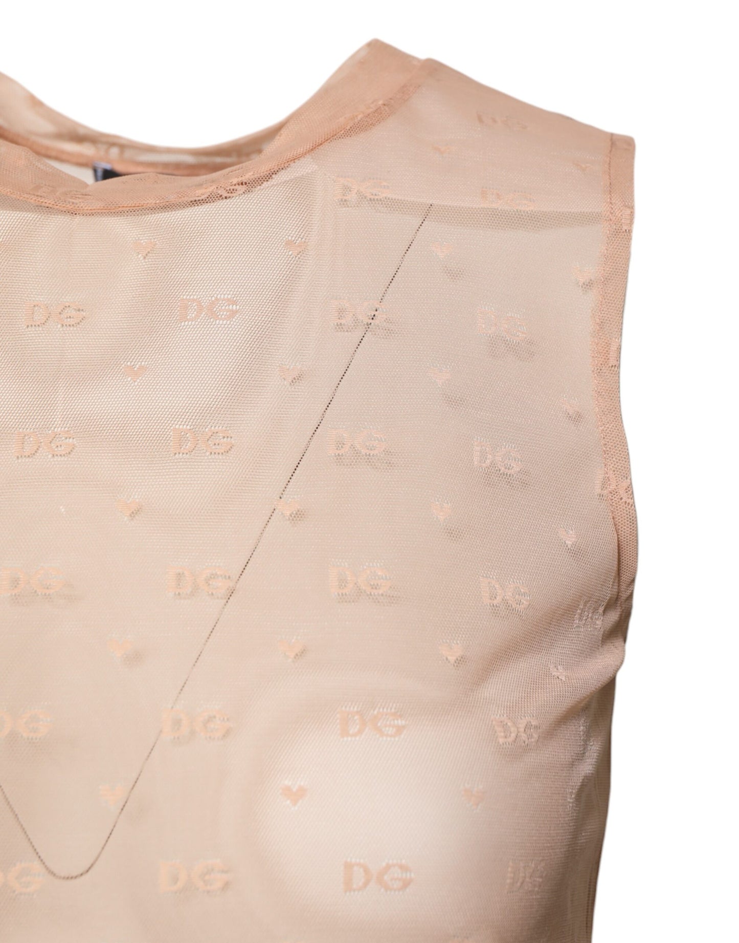 Débardeur sans manches Dolce & Gabbana en nylon beige avec logo monogramme