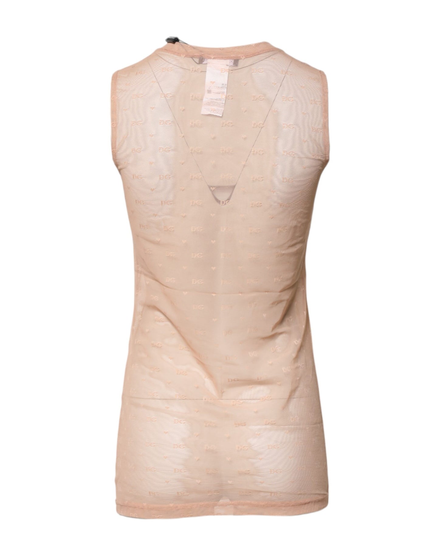 Débardeur sans manches Dolce & Gabbana en nylon beige avec logo monogramme
