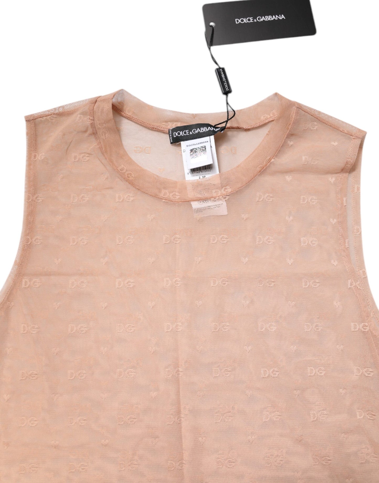 Débardeur sans manches Dolce & Gabbana en nylon beige avec logo monogramme