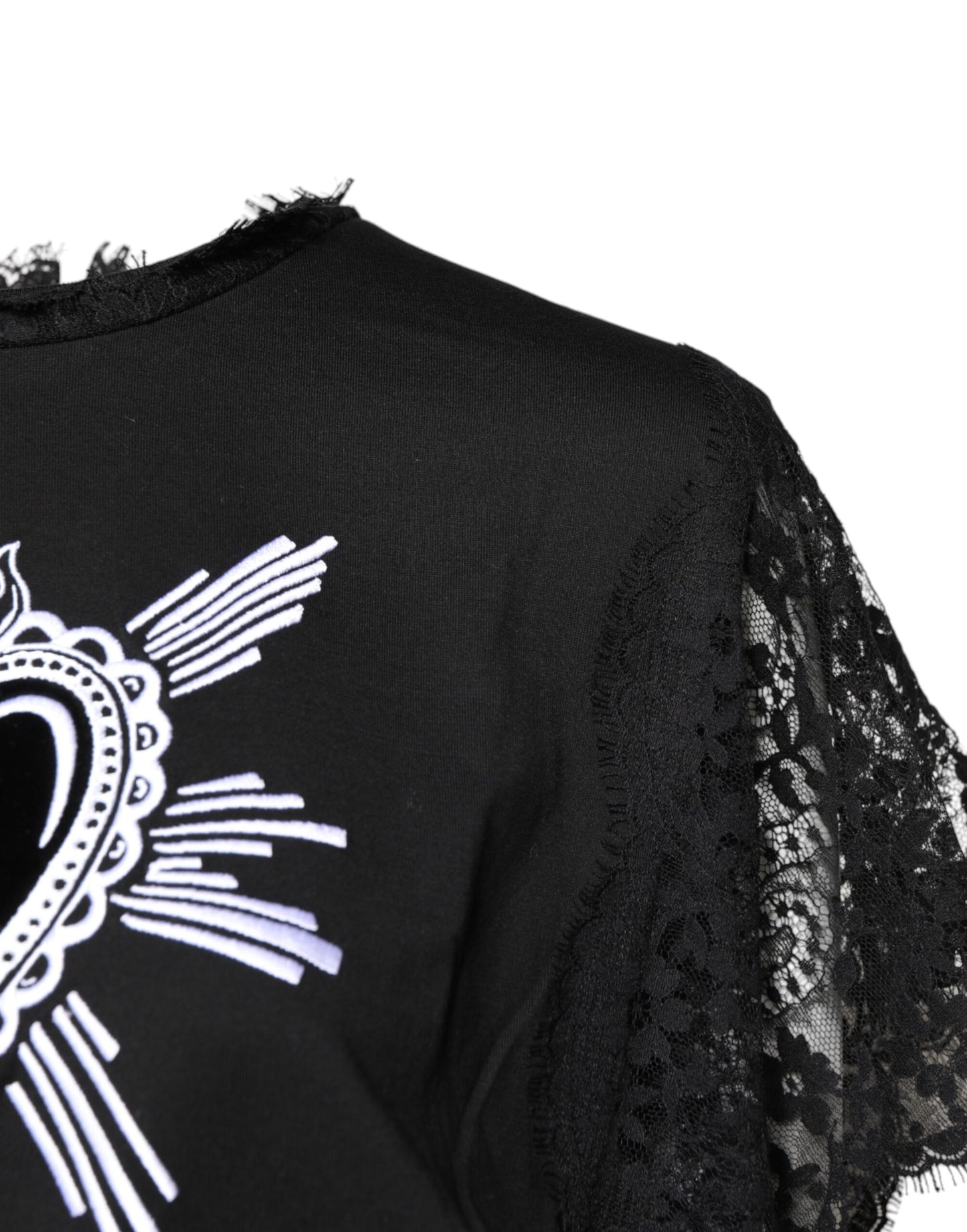 Dolce & Gabbana Haut ras du cou en dentelle noire transparente Sacré-Cœur