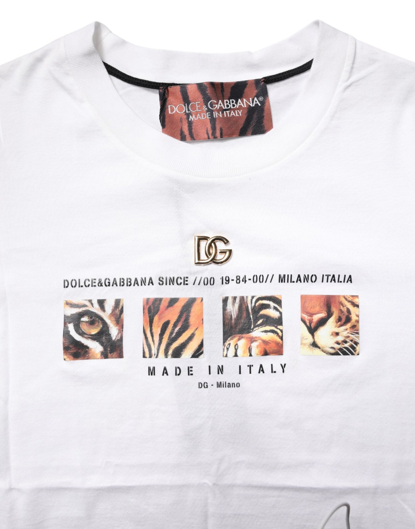 Dolce & Gabbana – Weißes Baumwoll-T-Shirt mit Rundhalsausschnitt und grafischem Print