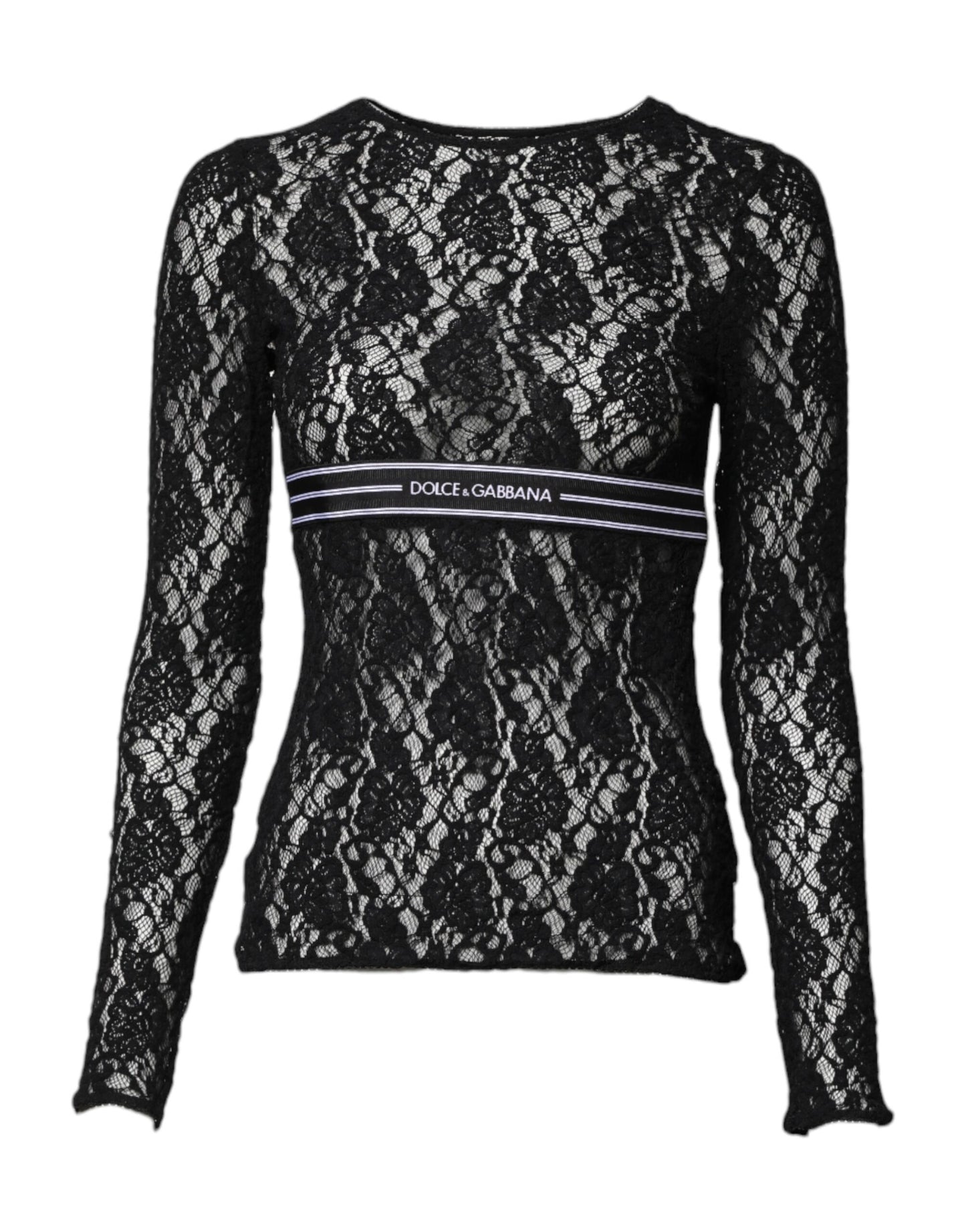 Dolce & Gabbana Pull à manches longues en dentelle florale noire