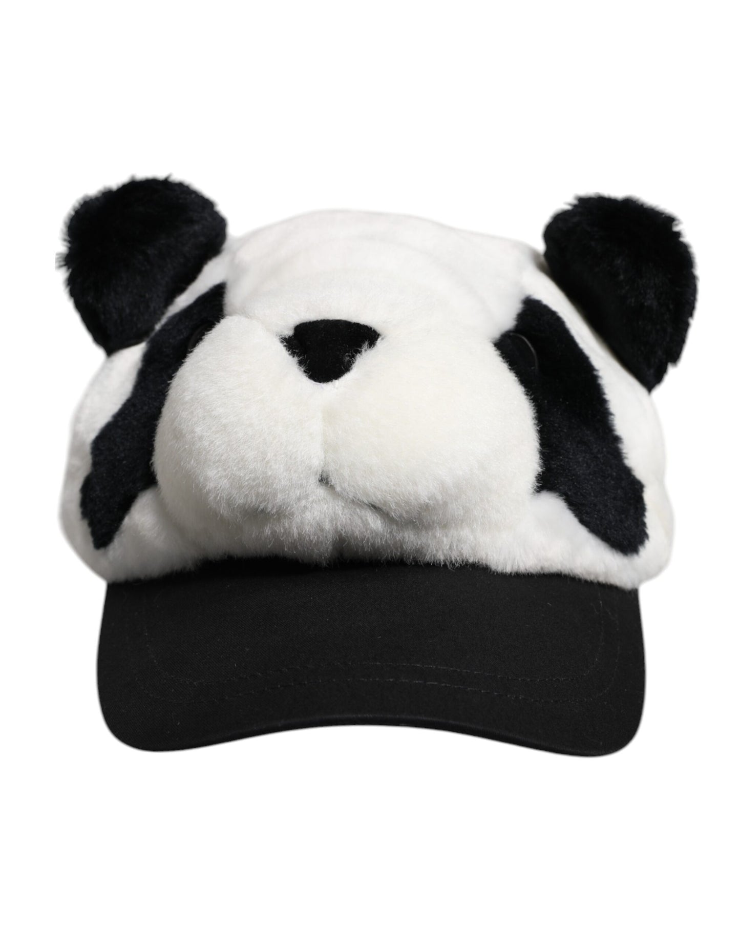 Casquette de baseball Dolce & Gabbana en fourrure de panda noire et blanche pour femme