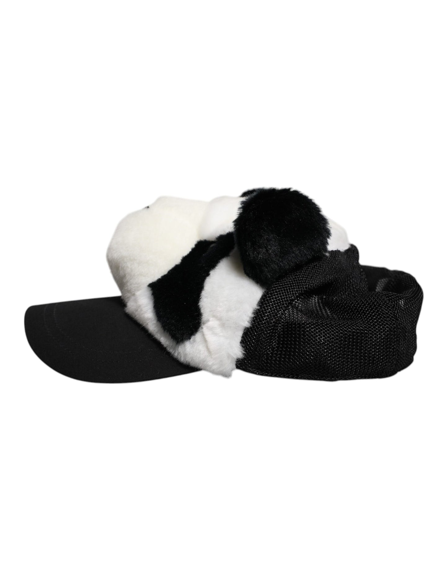 Casquette de baseball Dolce & Gabbana en fourrure de panda noire et blanche pour femme