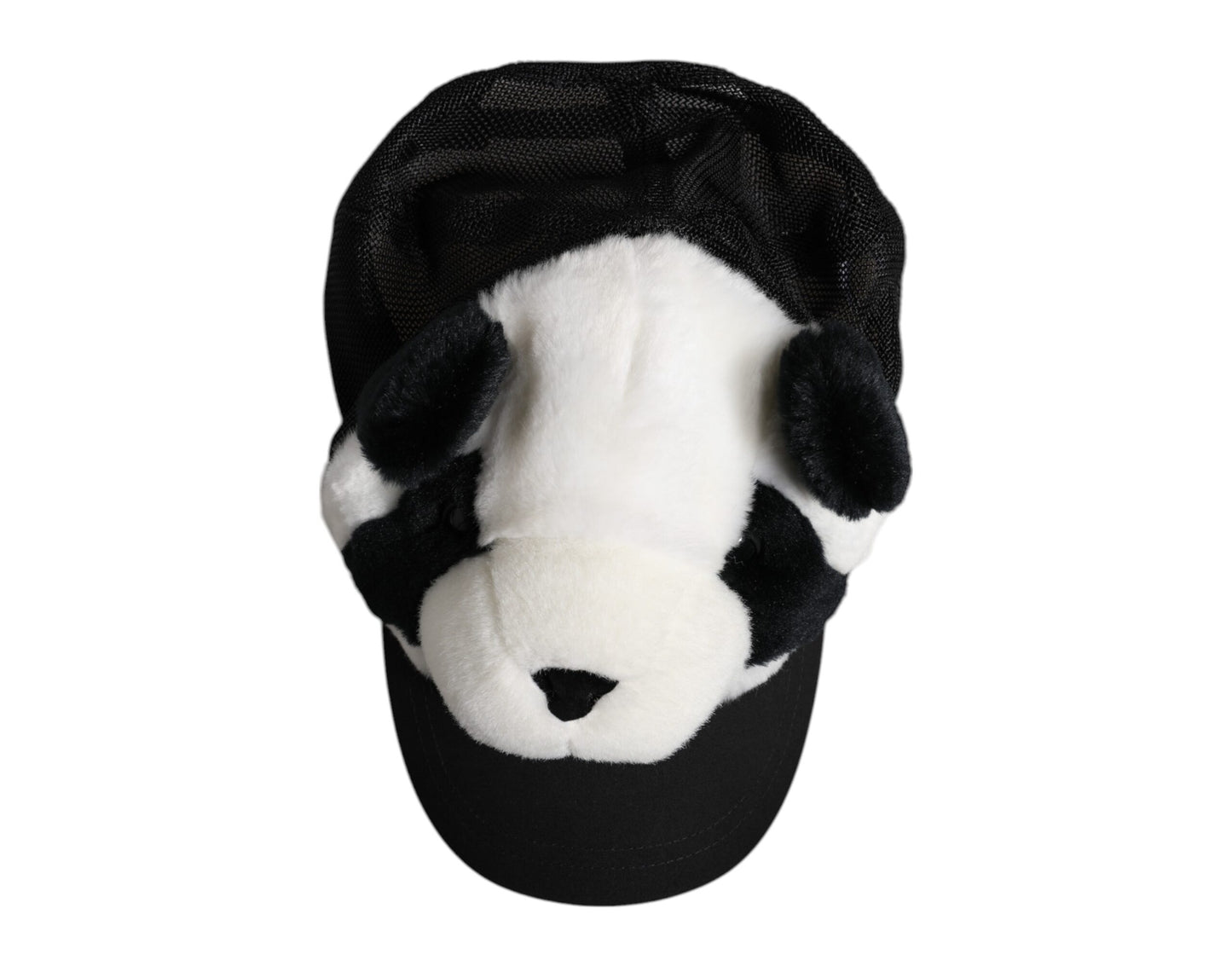 Casquette de baseball Dolce & Gabbana en fourrure de panda noire et blanche pour femme
