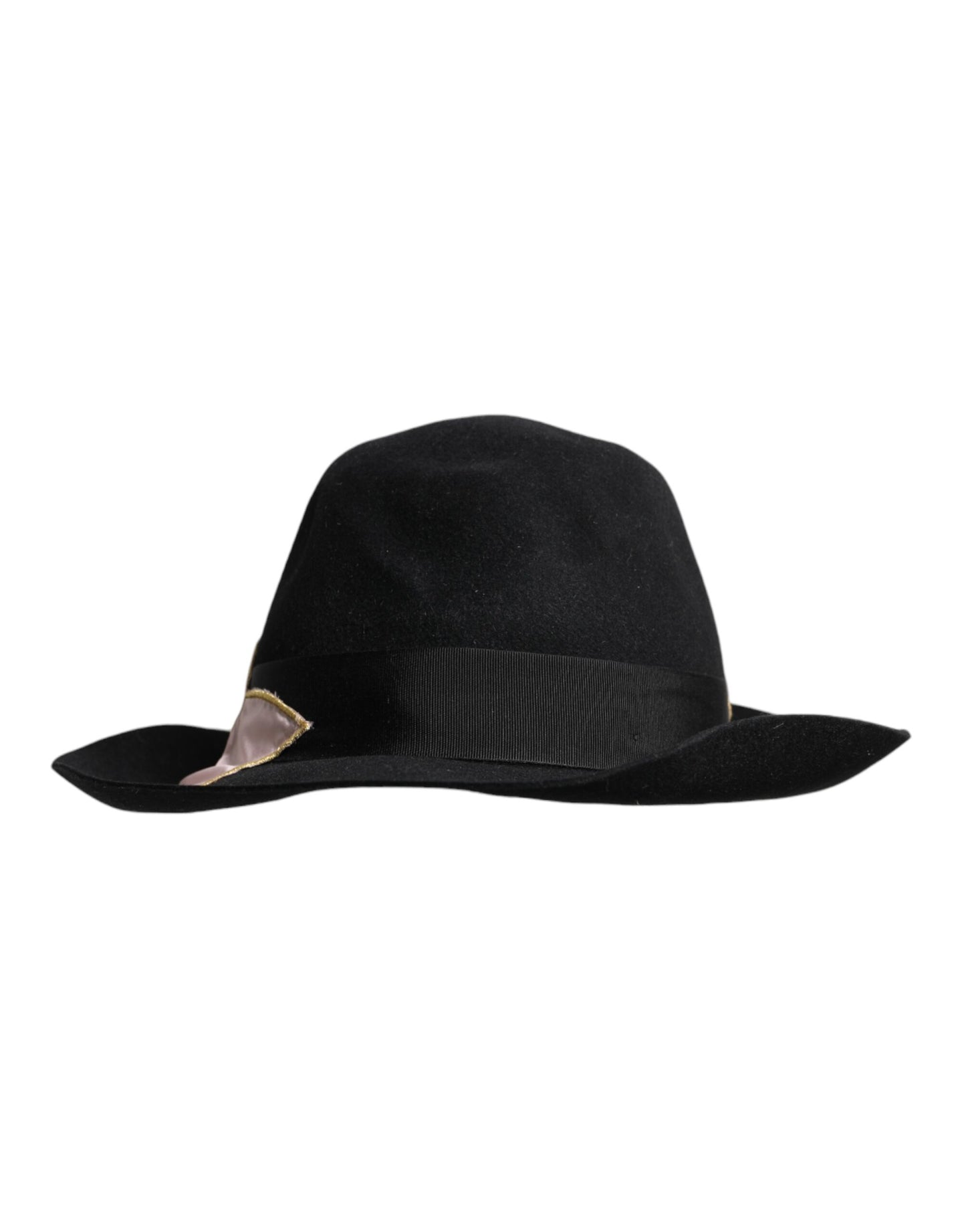 Chapeau à large bord pour femme Dolce & Gabbana avec logo noir brodé