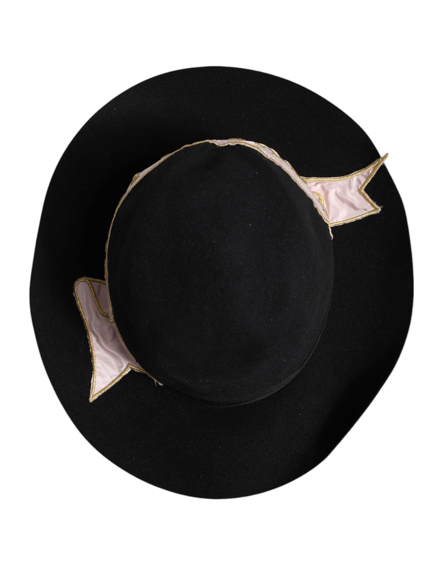 Chapeau à large bord pour femme Dolce & Gabbana avec logo noir brodé