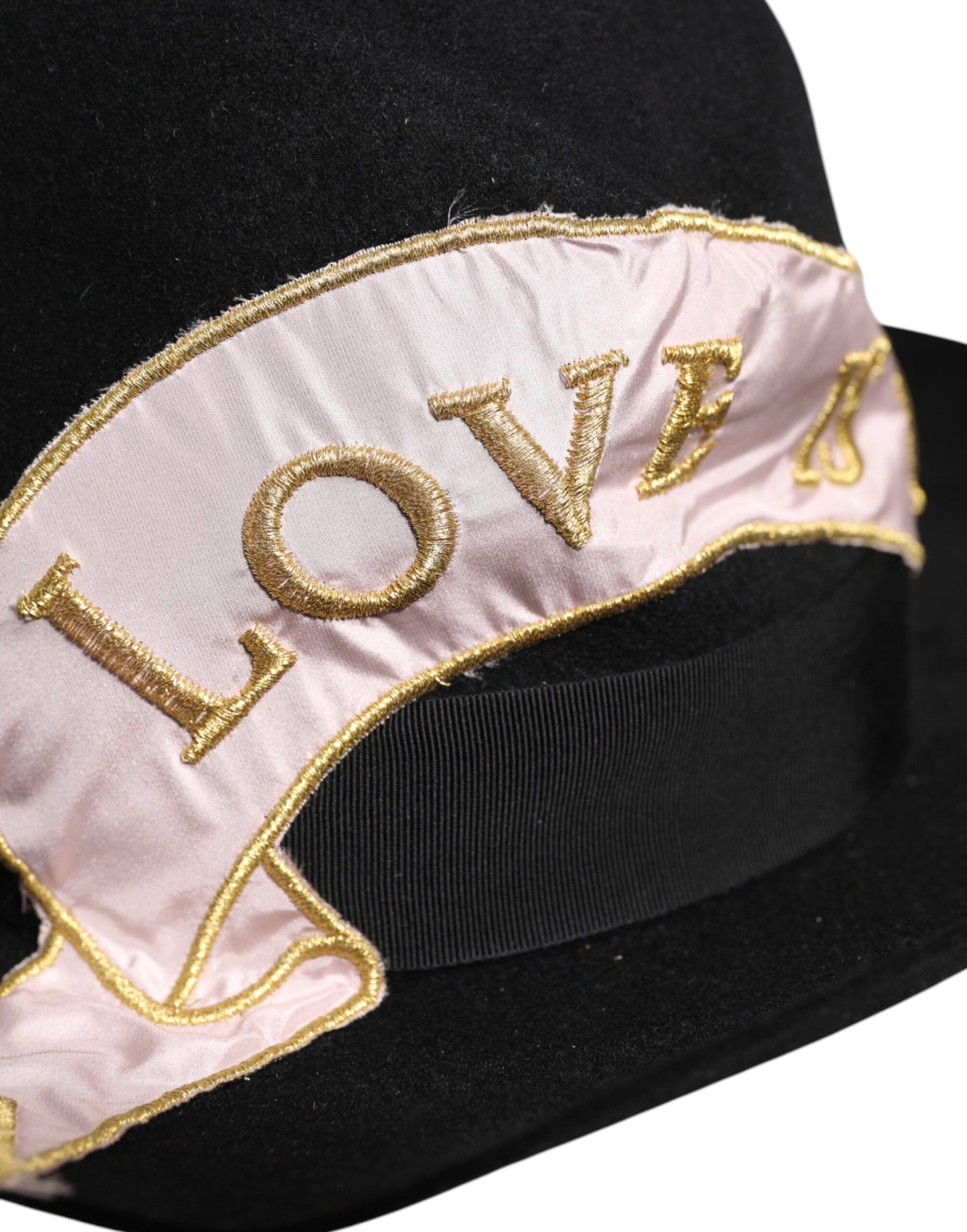 Chapeau à large bord pour femme Dolce & Gabbana avec logo noir brodé