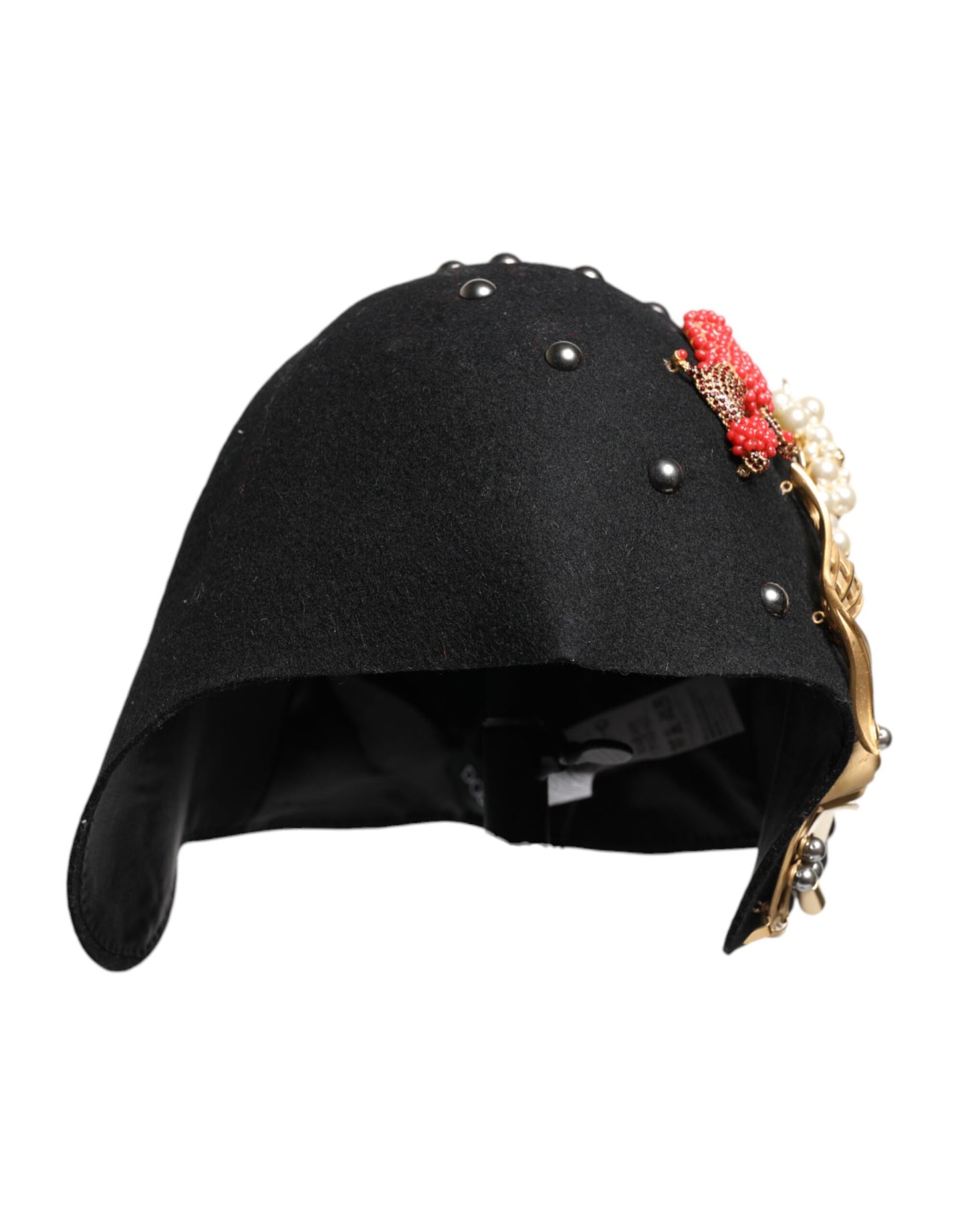 Chapeau cloche Dolce & Gabbana en laine noire à ornements multicolores