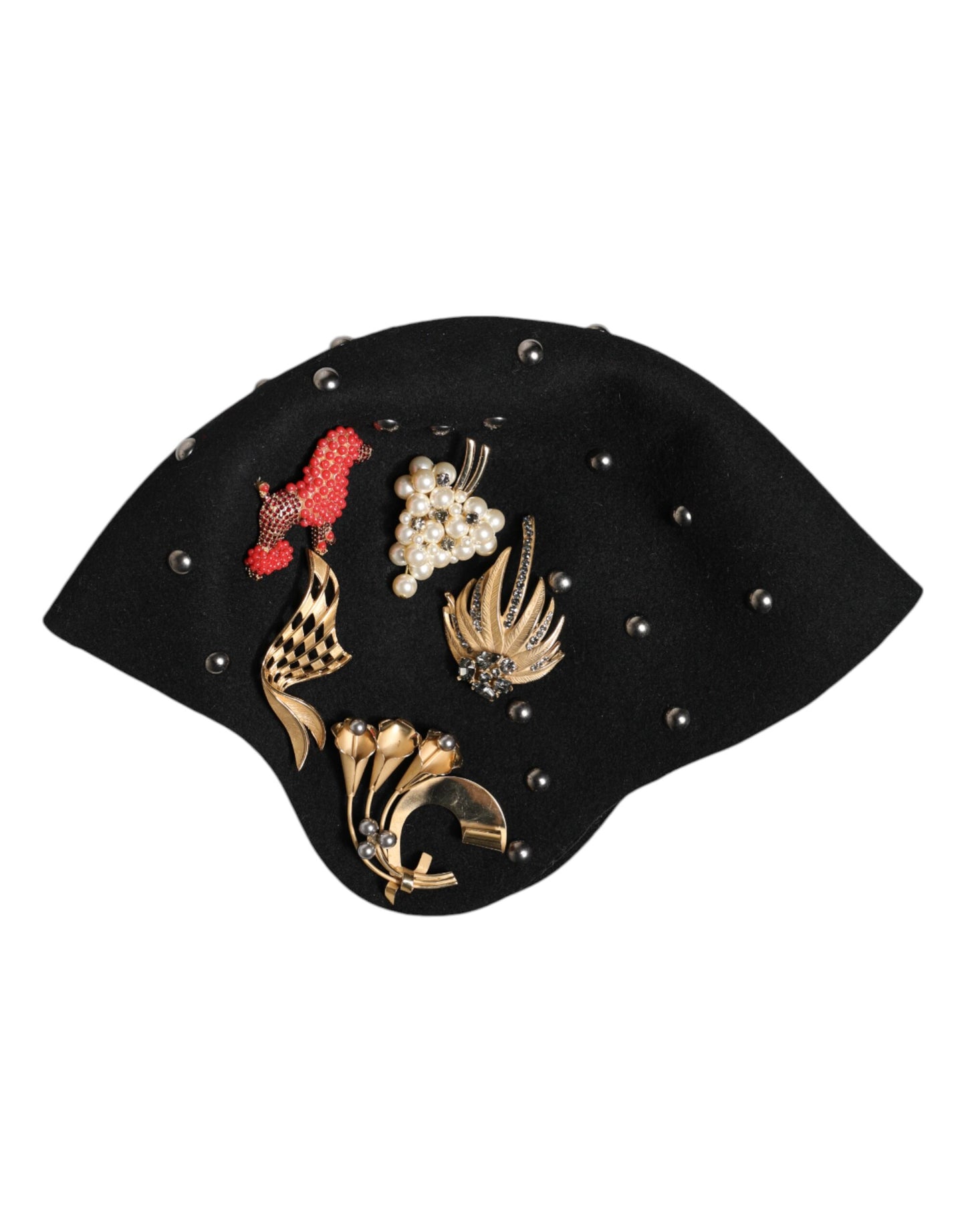 Chapeau cloche Dolce & Gabbana en laine noire à ornements multicolores