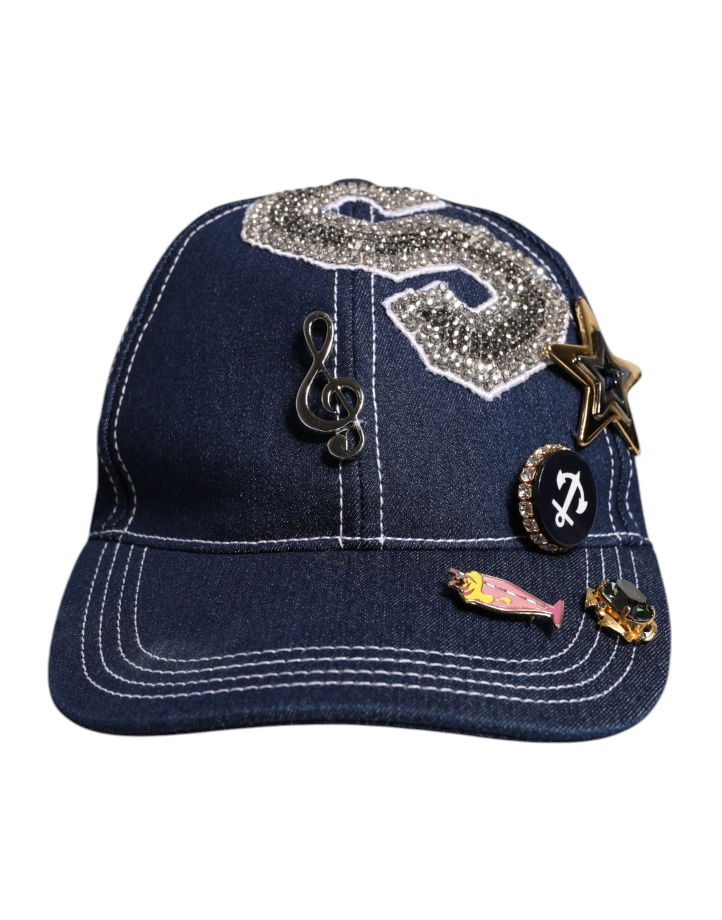 Casquette de baseball Dolce & Gabbana ornée de cristaux bleus