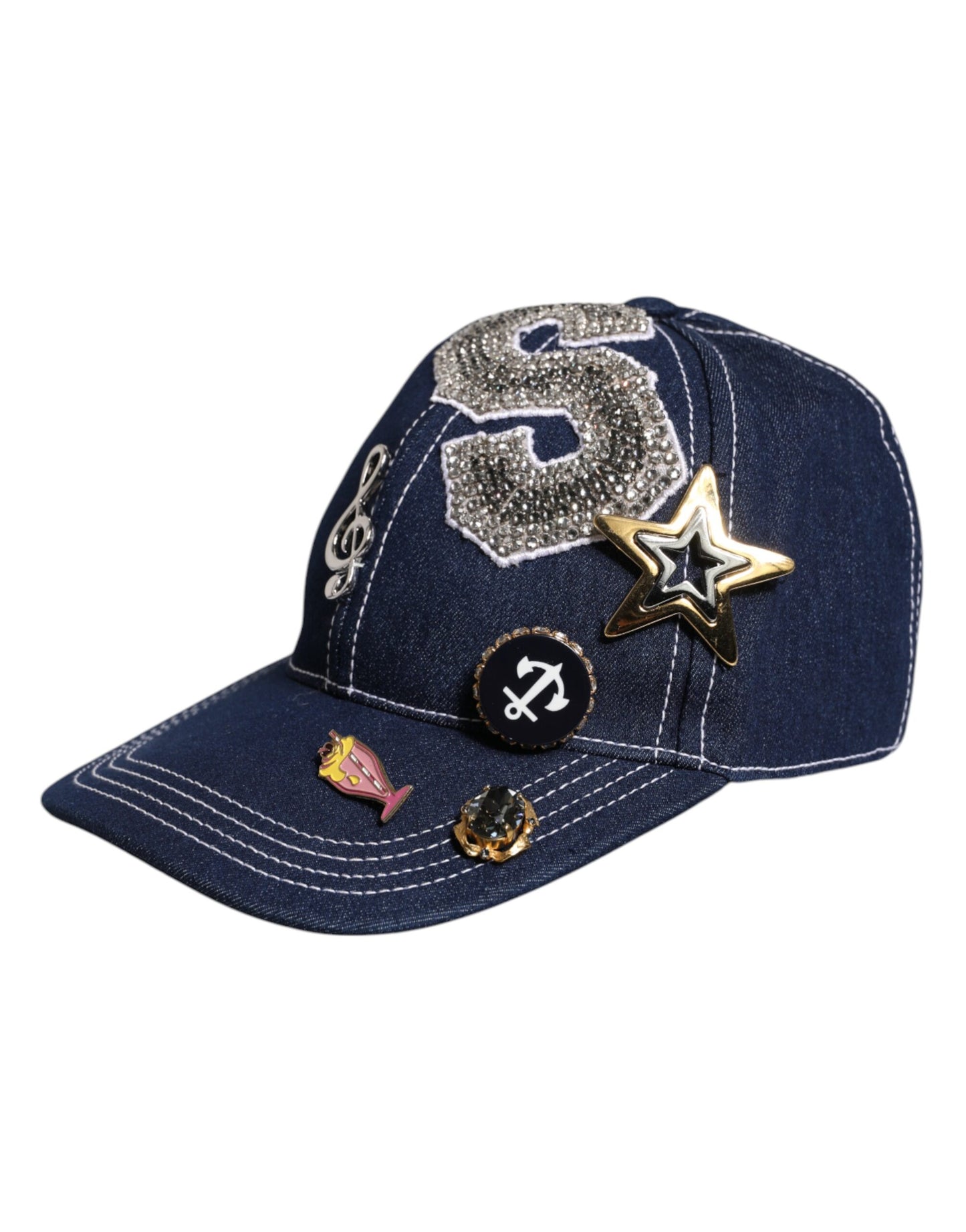 Casquette de baseball Dolce & Gabbana ornée de cristaux bleus
