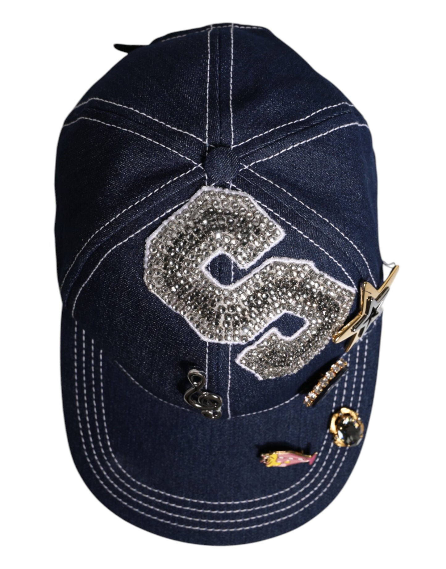 Casquette de baseball Dolce & Gabbana ornée de cristaux bleus