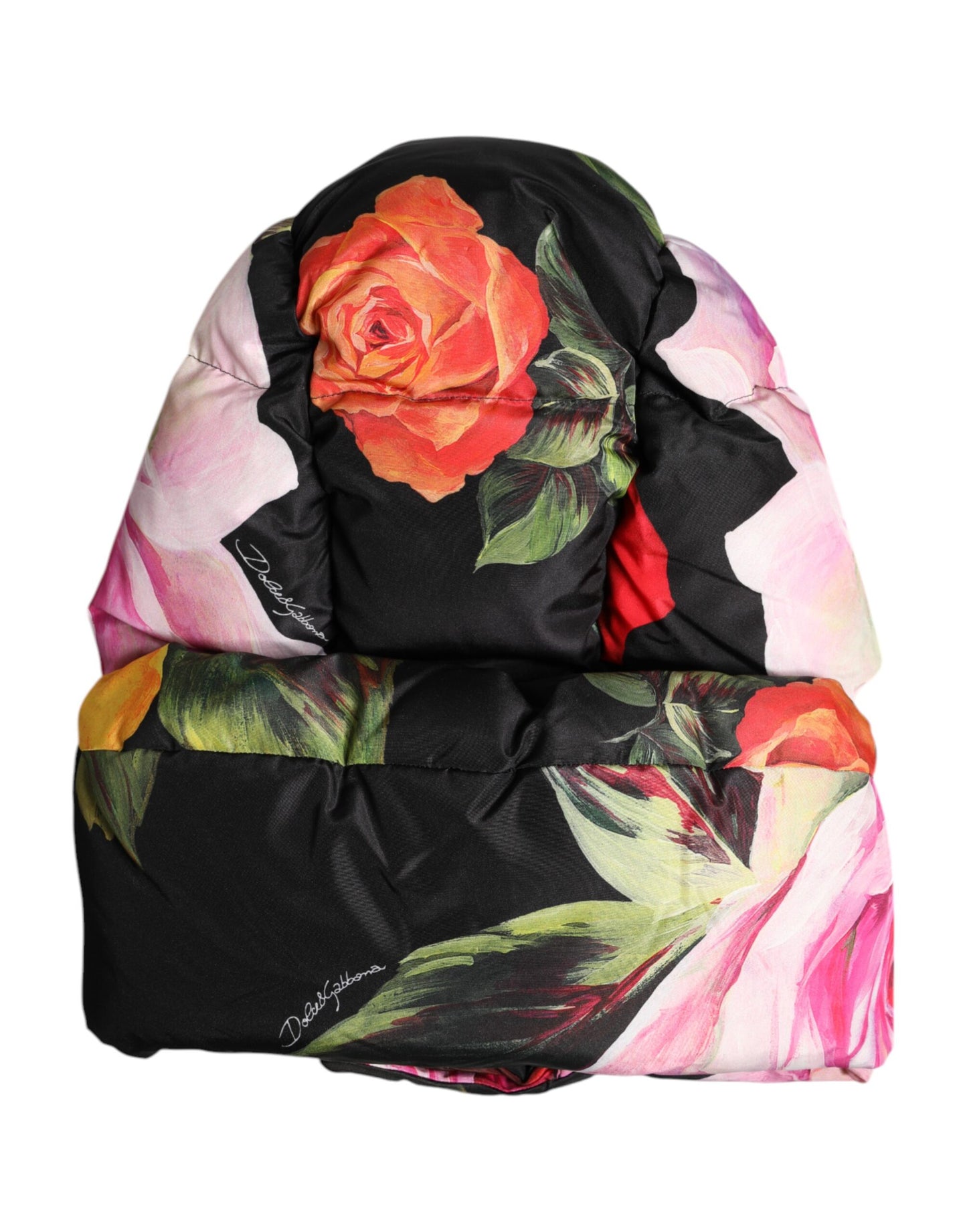 Dolce & Gabbana – Schwarzer Wickelhut mit Blumenmuster