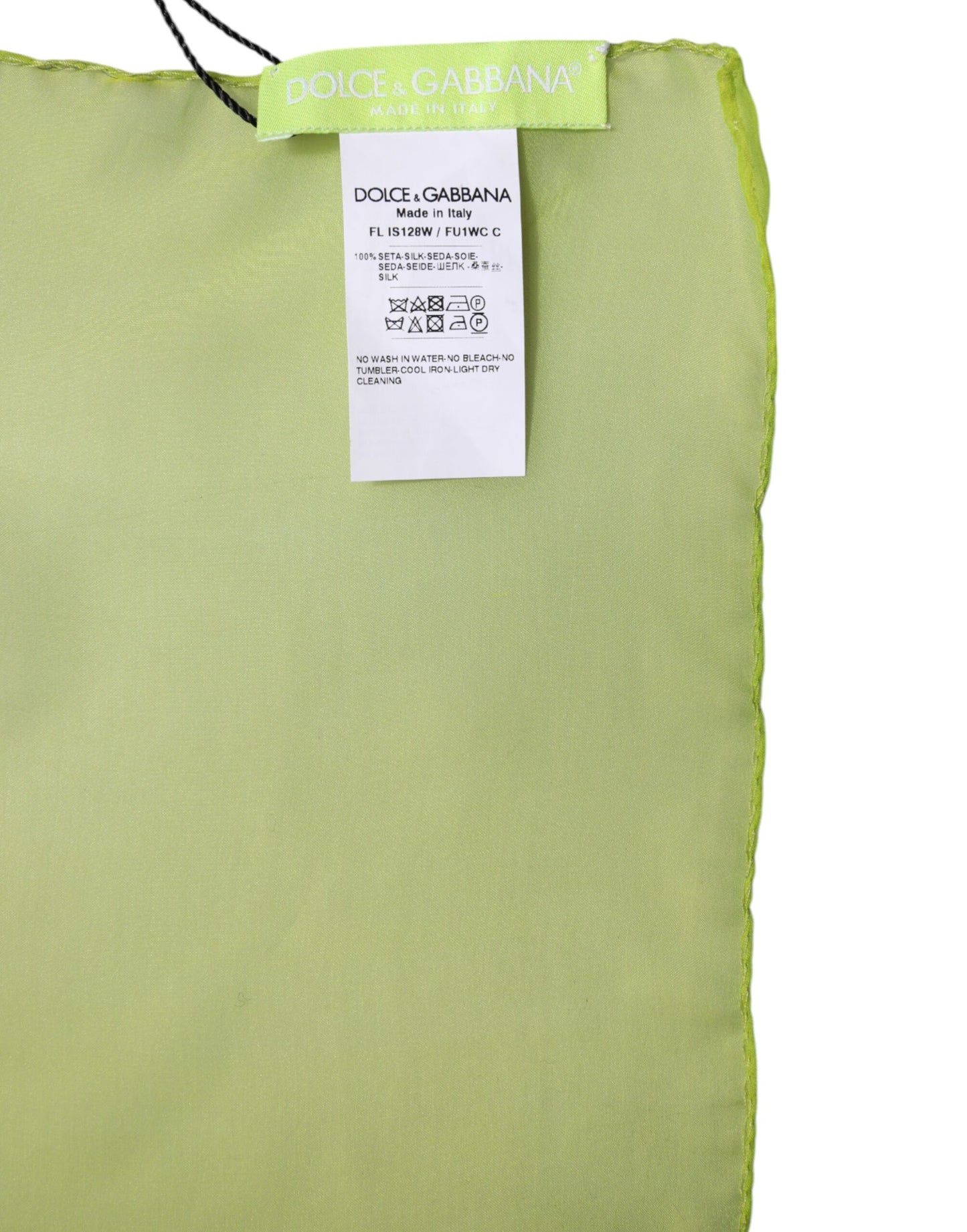 Foulard châle rectangulaire en soie verte Dolce & Gabbana