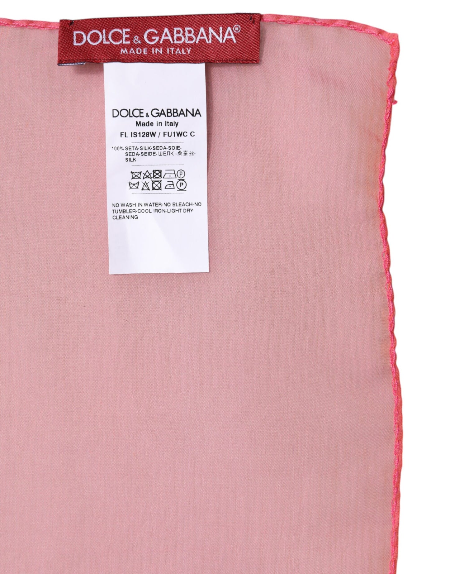 Foulard châle rectangulaire en soie rose Dolce & Gabbana pour femme