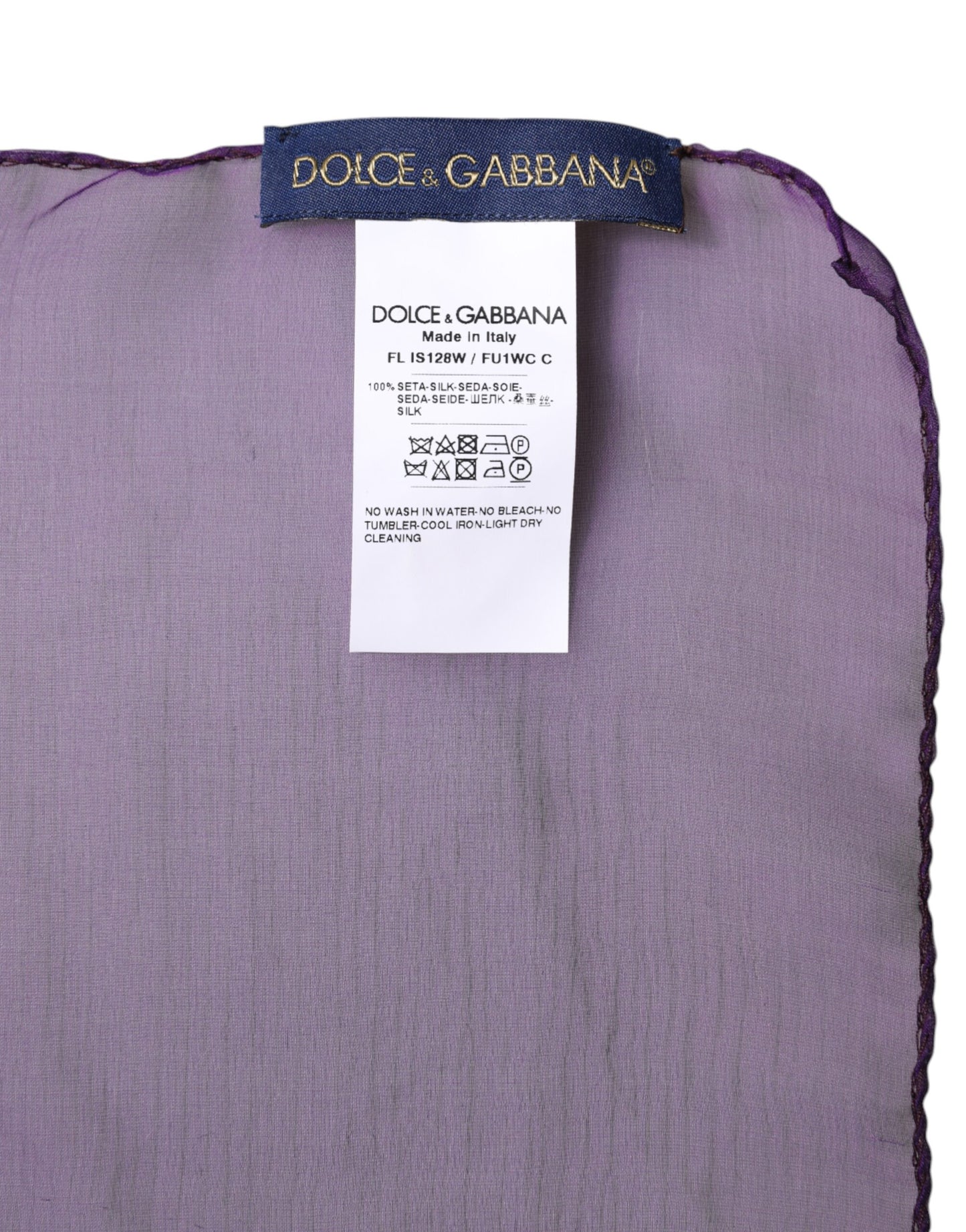 Foulard châle rectangulaire en soie violet Dolce & Gabbana