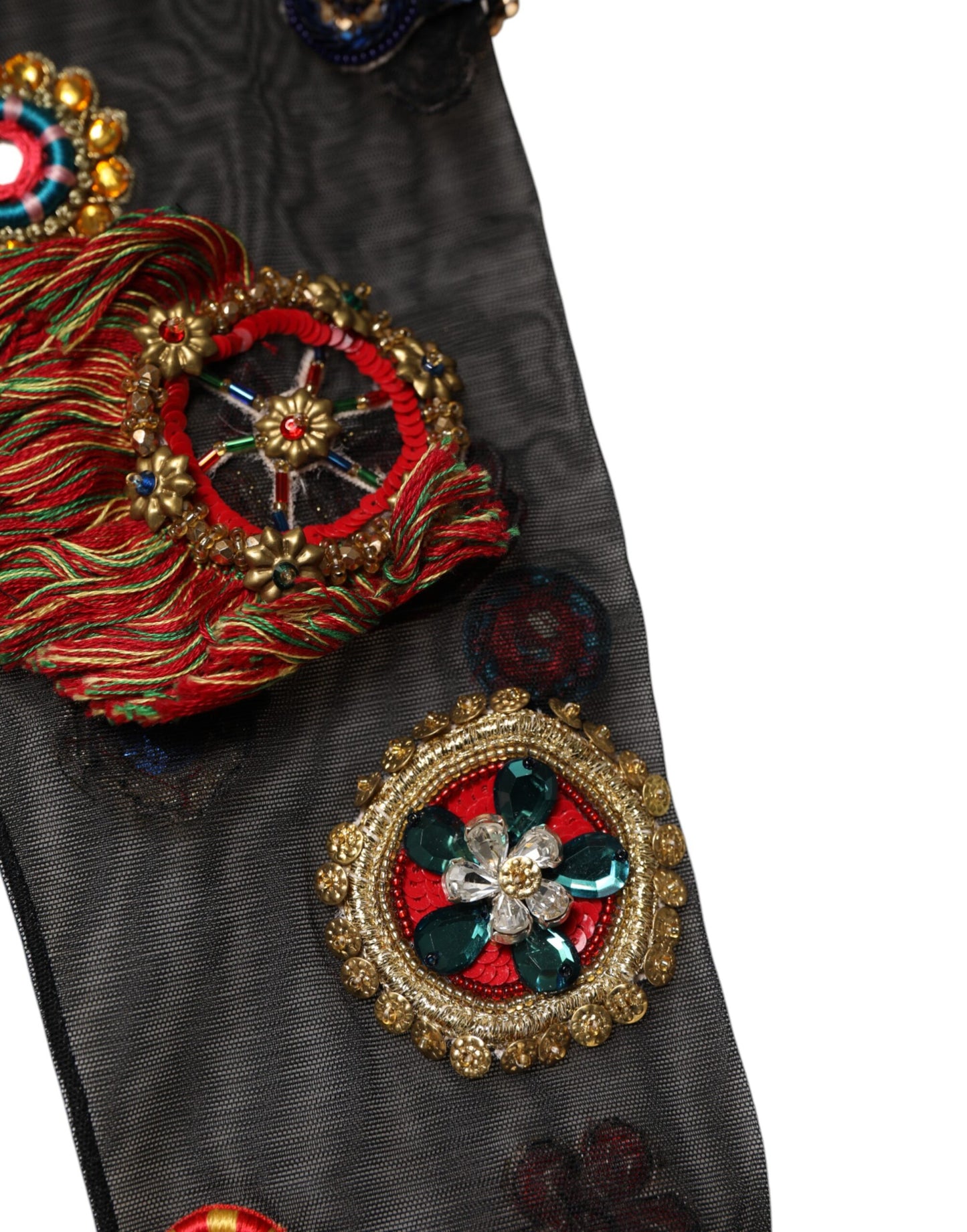 Chaussettes noires extensibles Carretto à cristaux Dolce & Gabbana