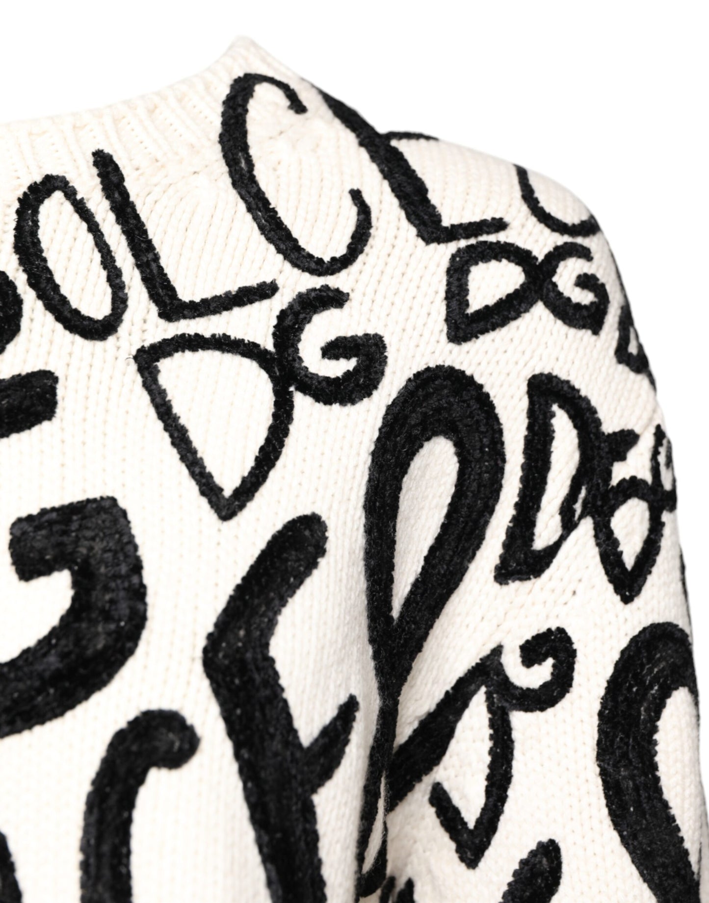 Dolce & Gabbana Weiß Schwarz Logo Print Damen Pullover Pullover