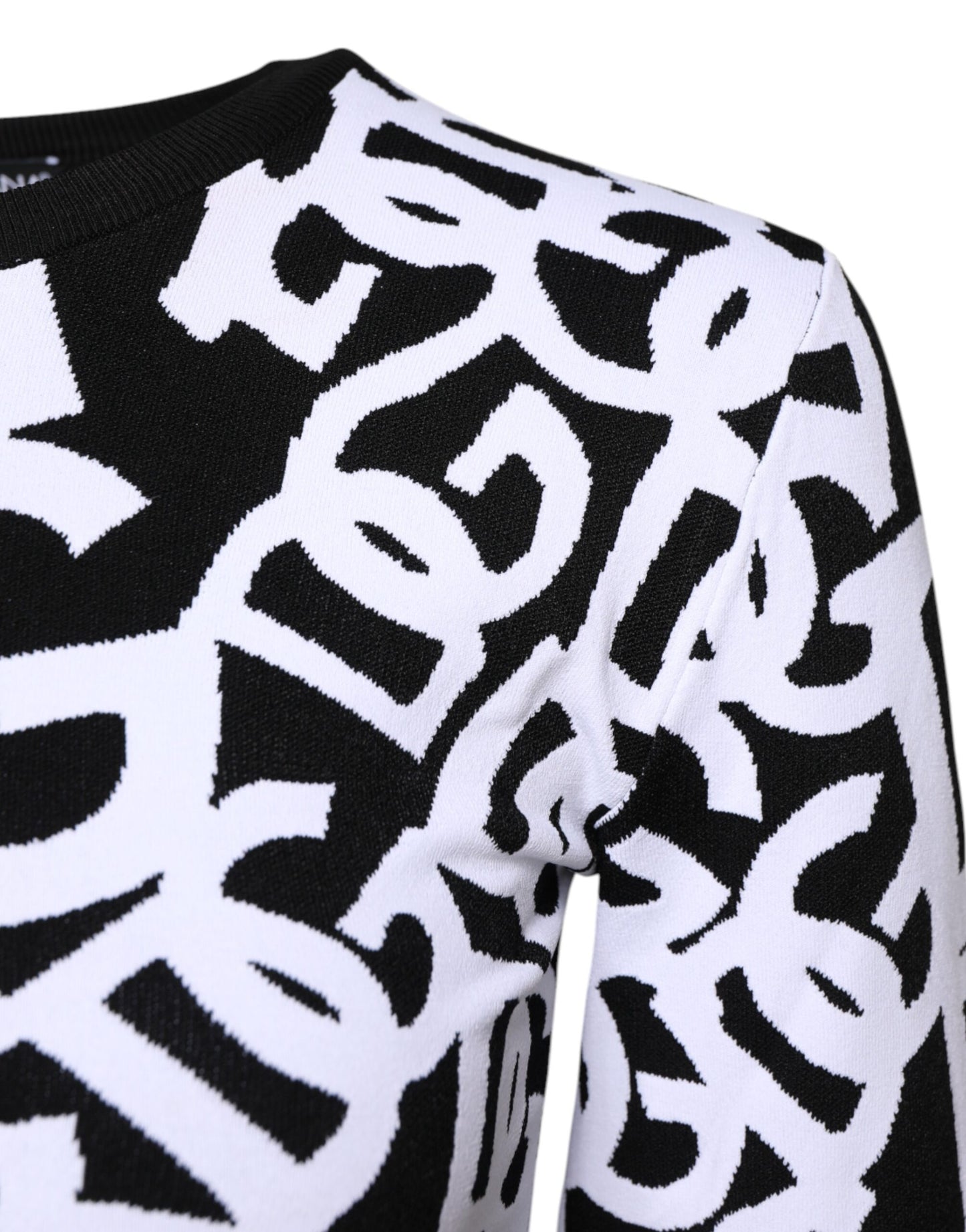 Pull Dolce & Gabbana noir et blanc avec logo imprimé pour femme