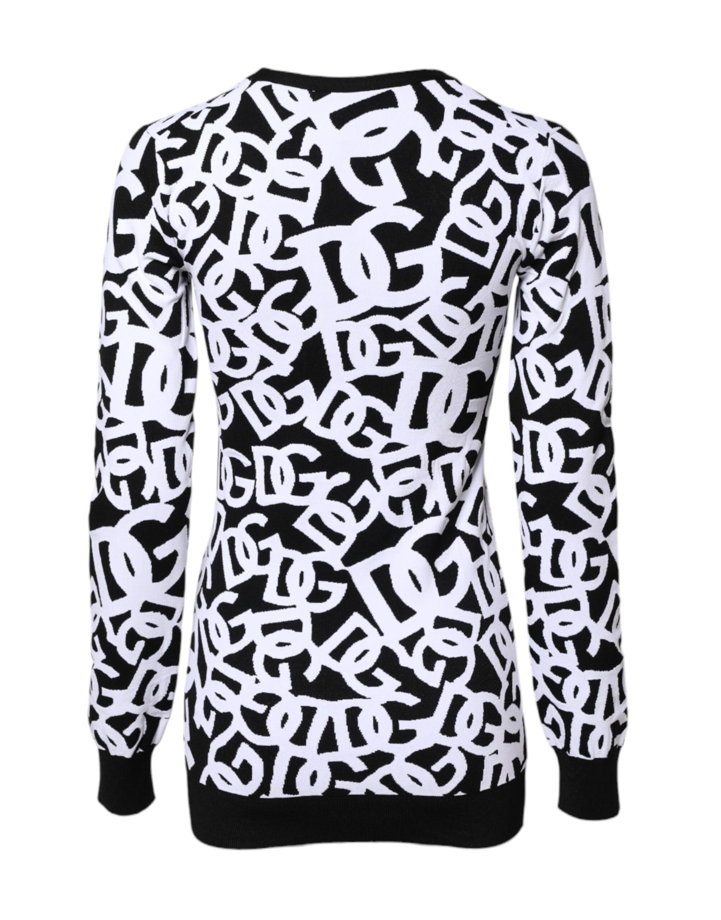 Pull Dolce & Gabbana noir et blanc avec logo imprimé pour femme
