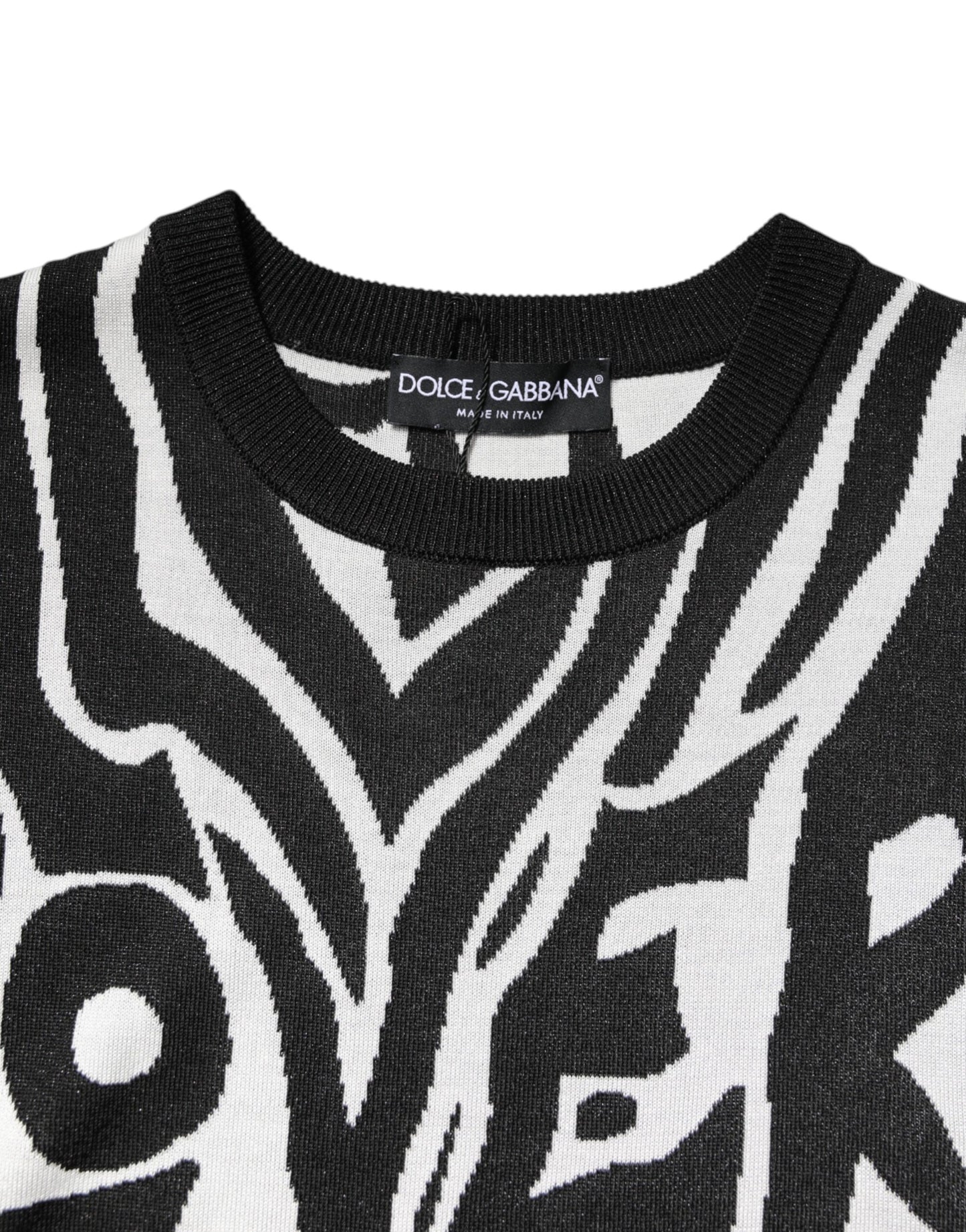 Pull Dolce & Gabbana imprimé noir et blanc pour femme