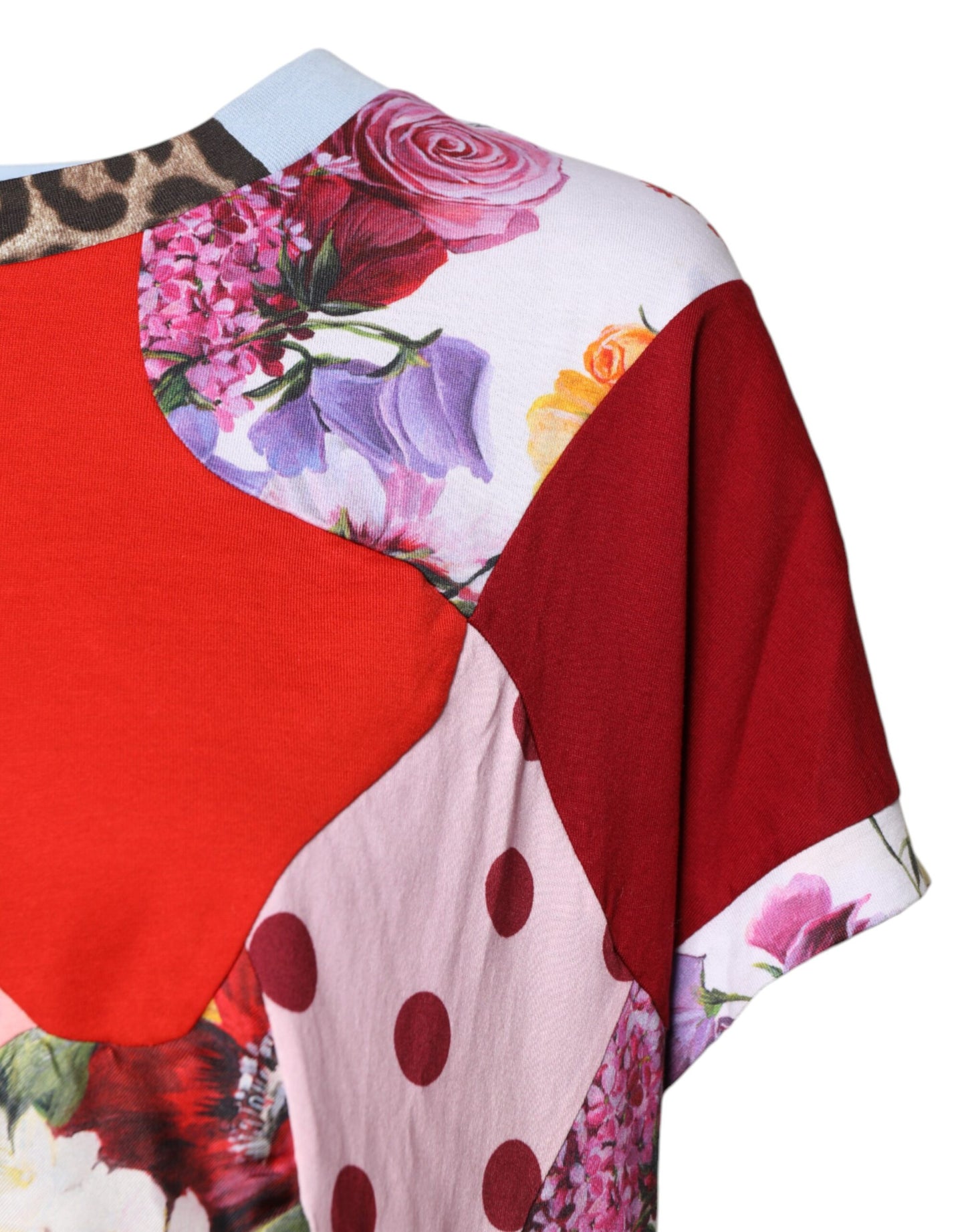 Dolce & Gabbana Multicolor Patchwork Short Sleeve Blouse Top
