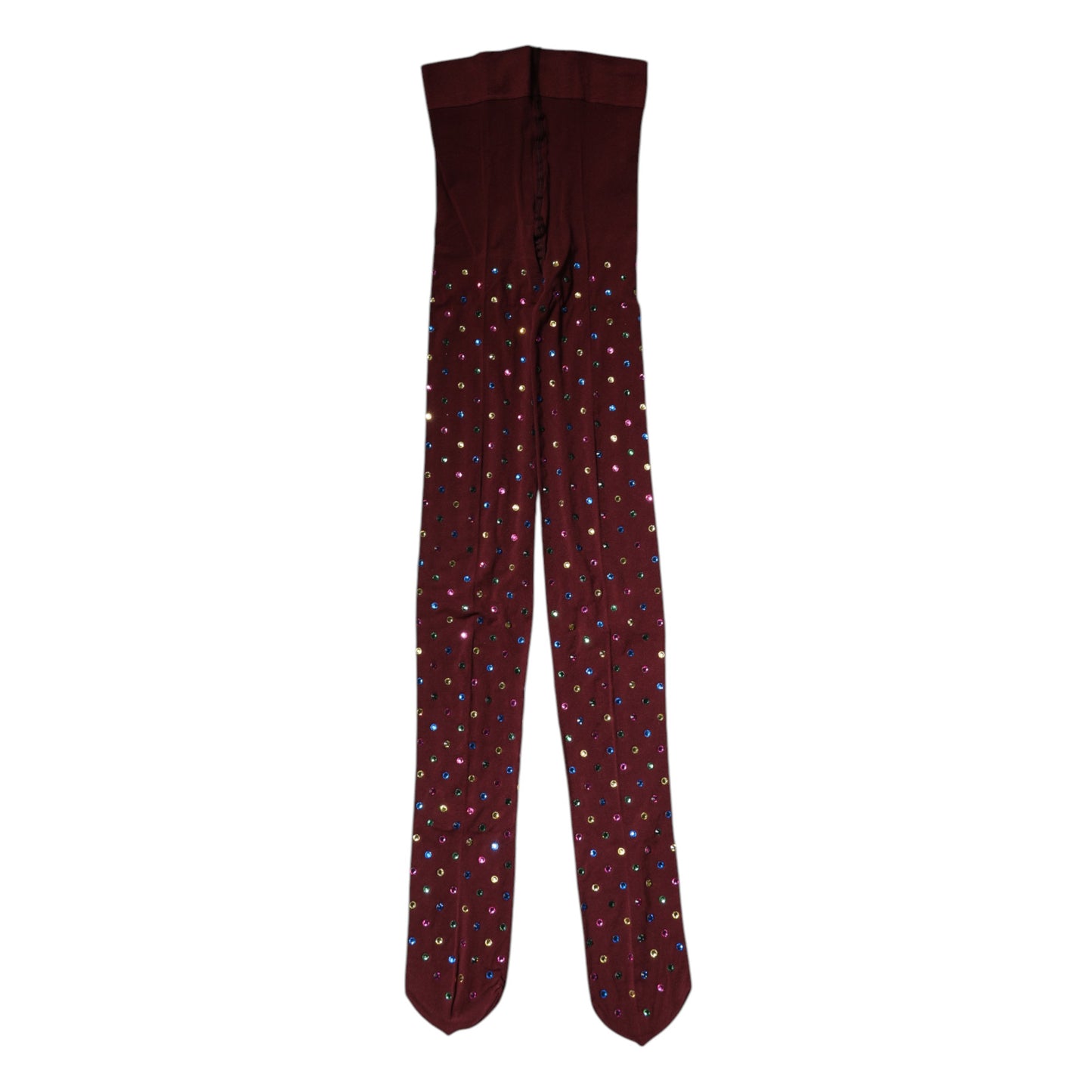 Dolce & Gabbana – Kastanienbraune Nylon-Strumpfhose mit Kristallverzierung