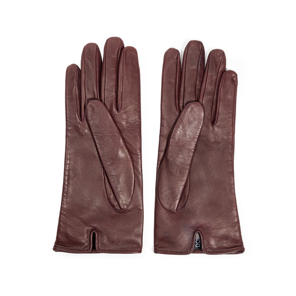 Gants en cuir bordeaux Dolce & Gabbana