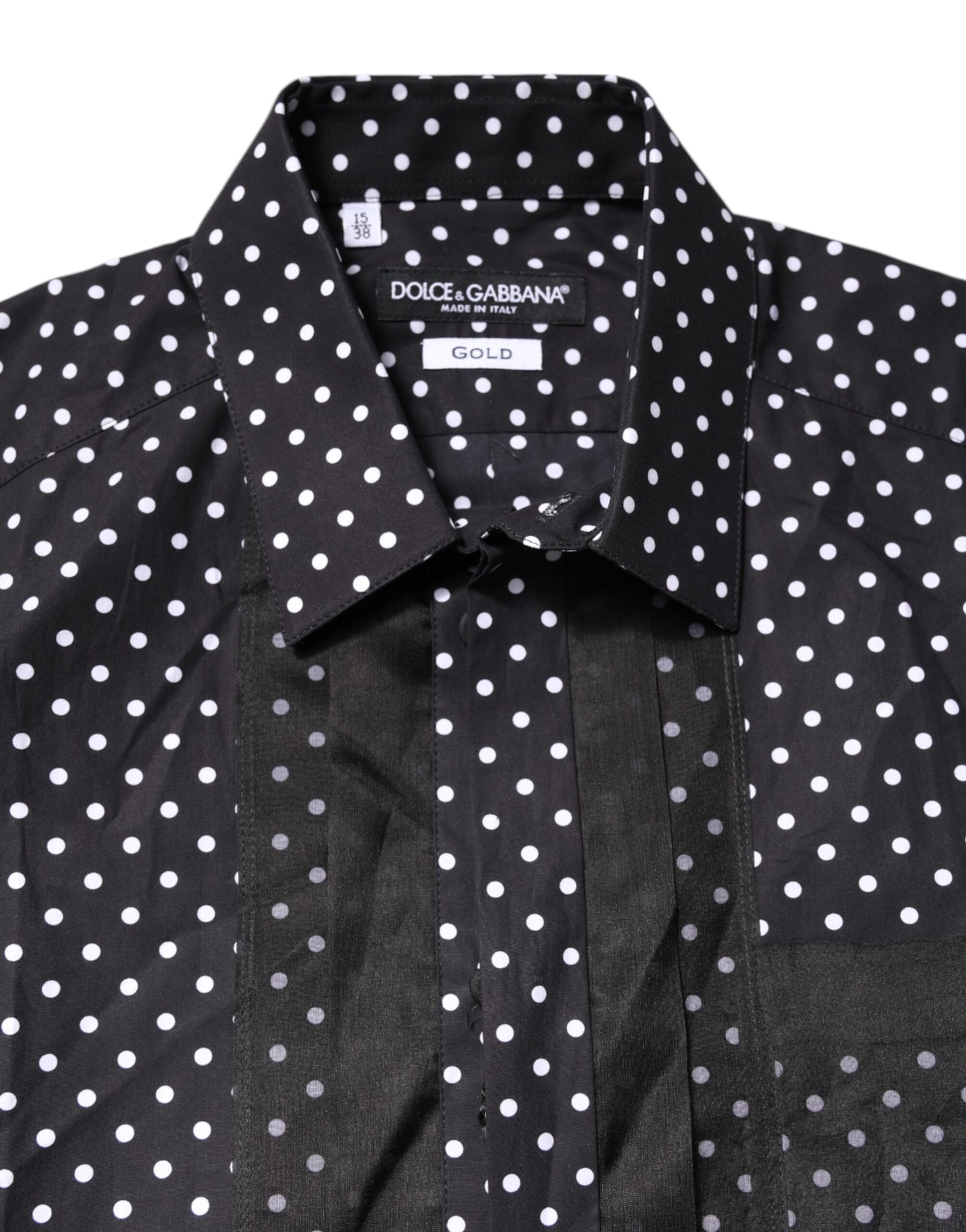 Dolce & Gabbana Black Polka Dot Long Sleeves Gold Formal Shirt