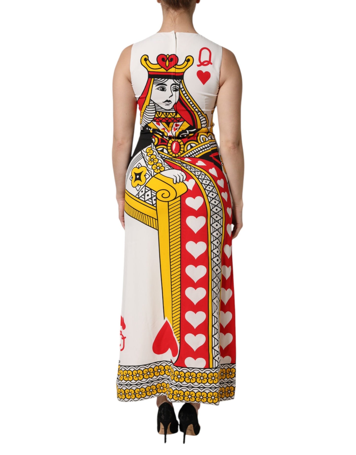 Dolce & Gabbana Weißes, ärmelloses Maxikleid „Queen of Hearts“