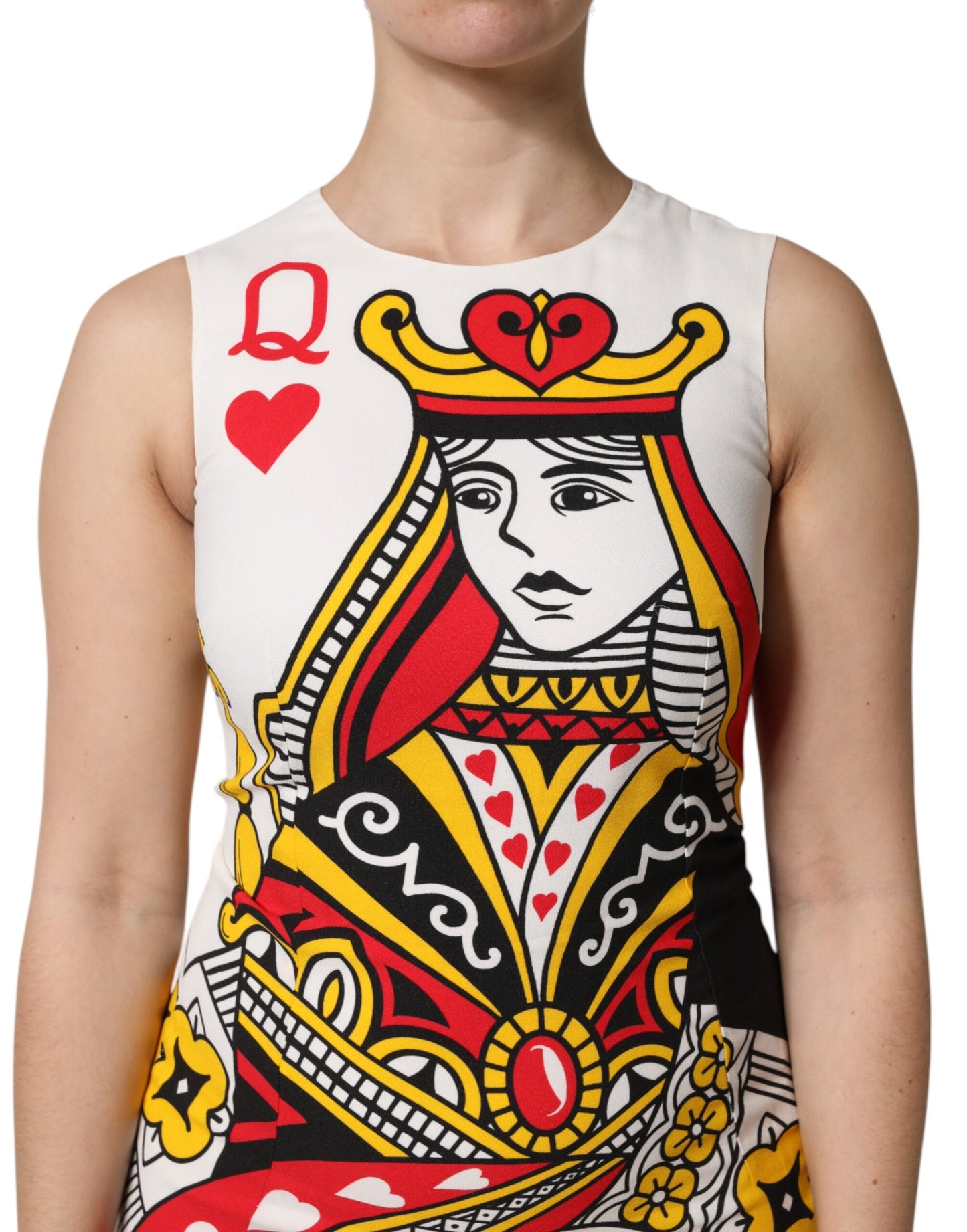 Dolce & Gabbana Weißes, ärmelloses Maxikleid „Queen of Hearts“