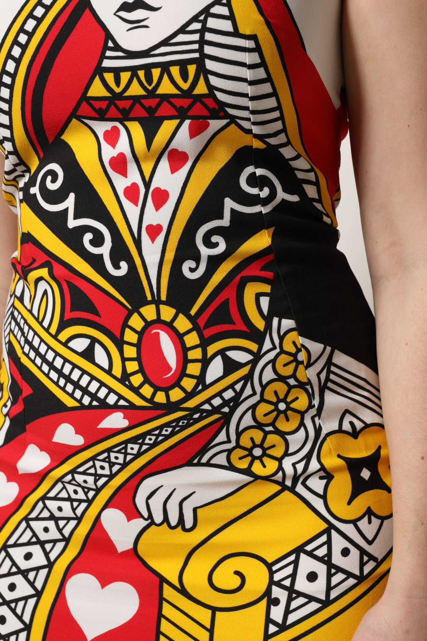 Dolce & Gabbana Weißes, ärmelloses Maxikleid „Queen of Hearts“