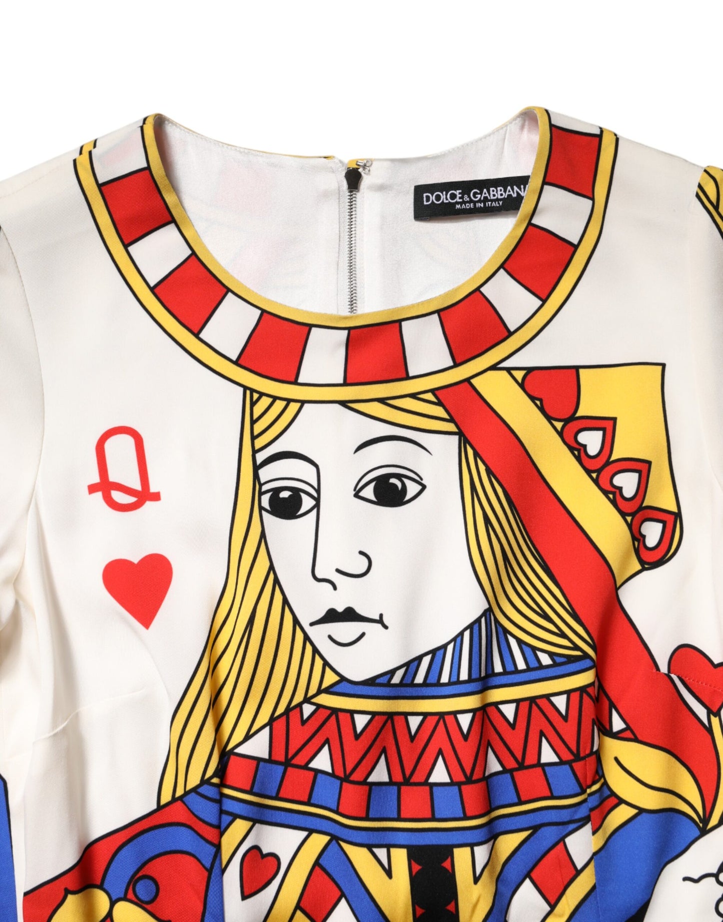 Dolce & Gabbana – Weißes, kurzärmliges Midikleid „Queen of Heart“