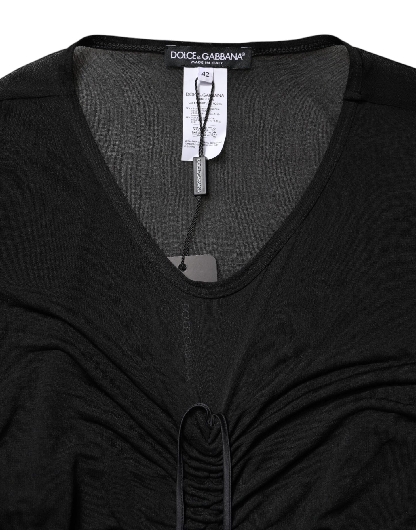 Robe fourreau longue moulante à bordure en maille noire Dolce & Gabbana