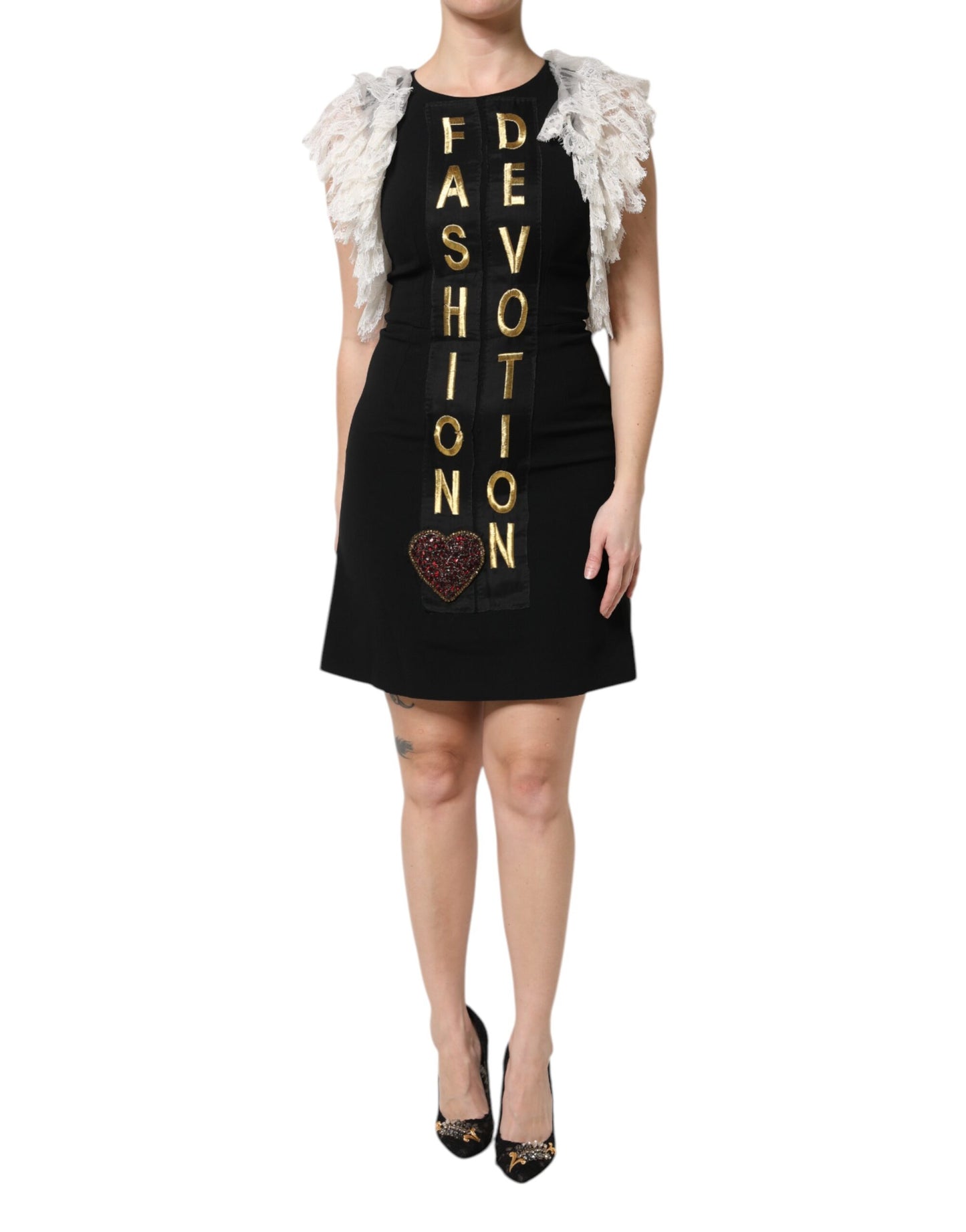Robe courte noire à ornements Dolce & Gabbana Fashion Devotion