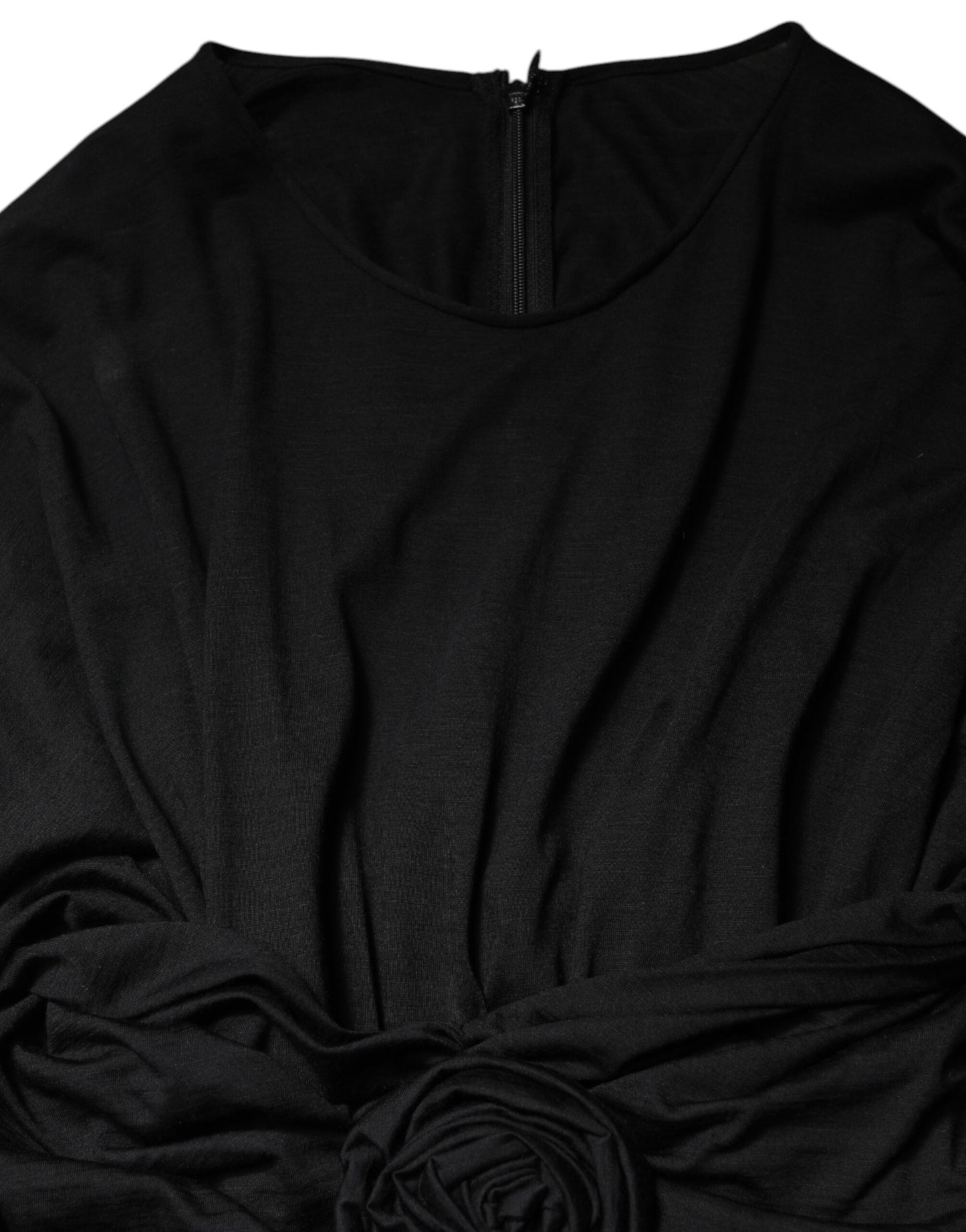 Robe fourreau mi-longue à manches longues en laine noire Dolce & Gabbana