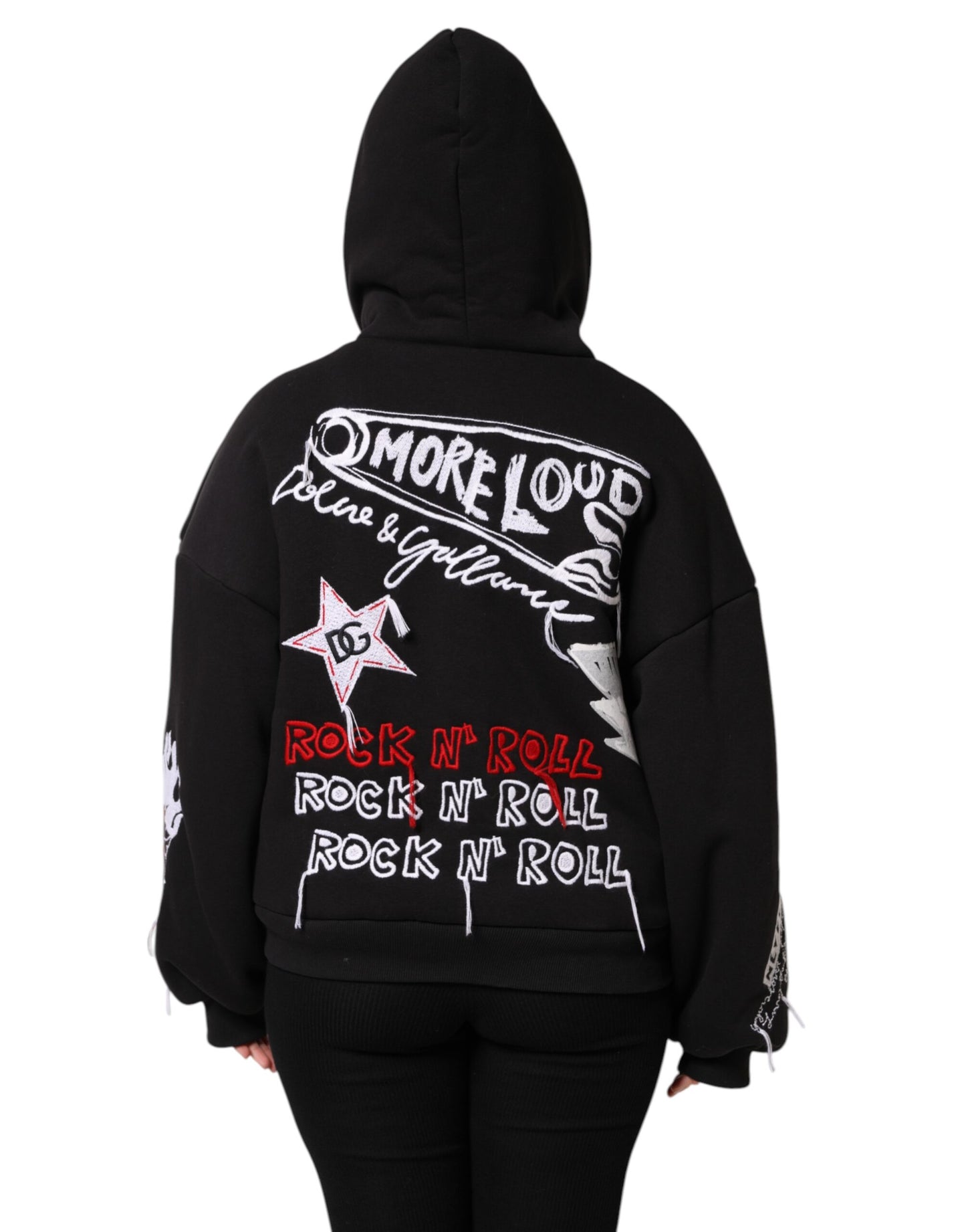 Veste à capuche zippée entièrement brodée noire Dolce & Gabbana