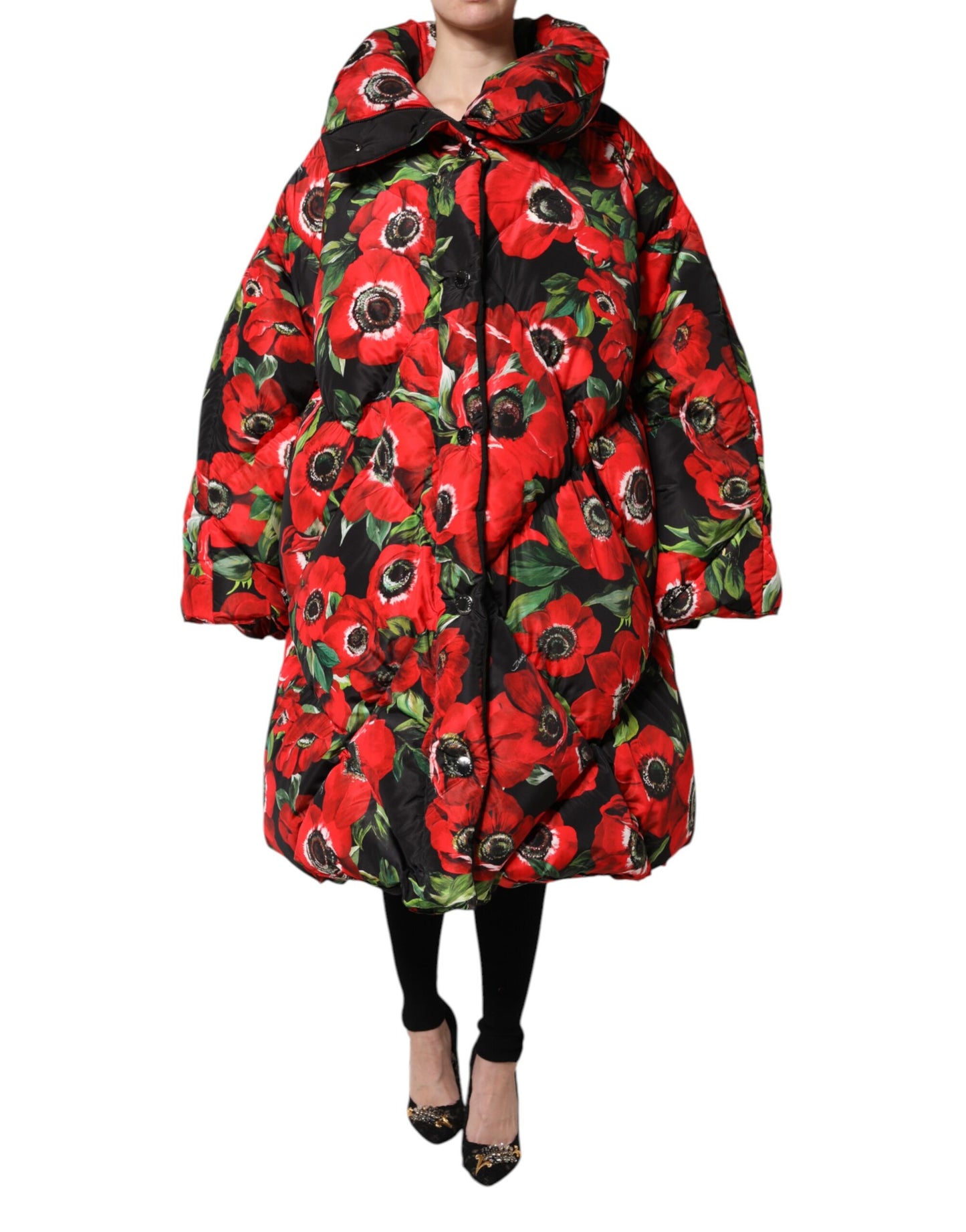 Veste matelassée zippée à fleurs multicolores Dolce & Gabbana