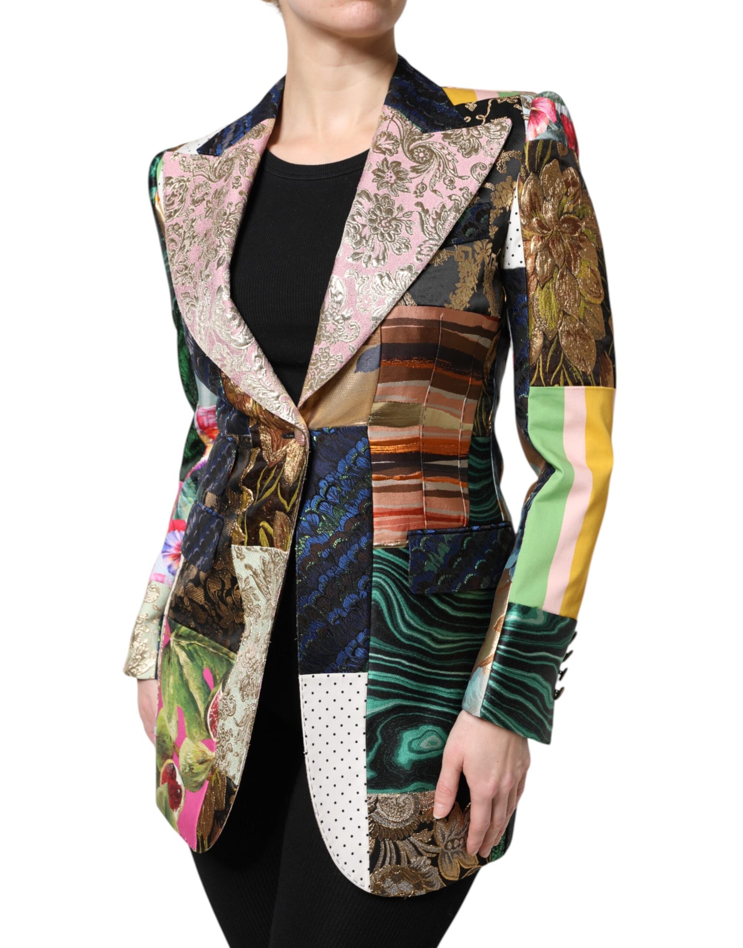 Veste en jacquard patchwork floral multicolore Dolce & Gabbana