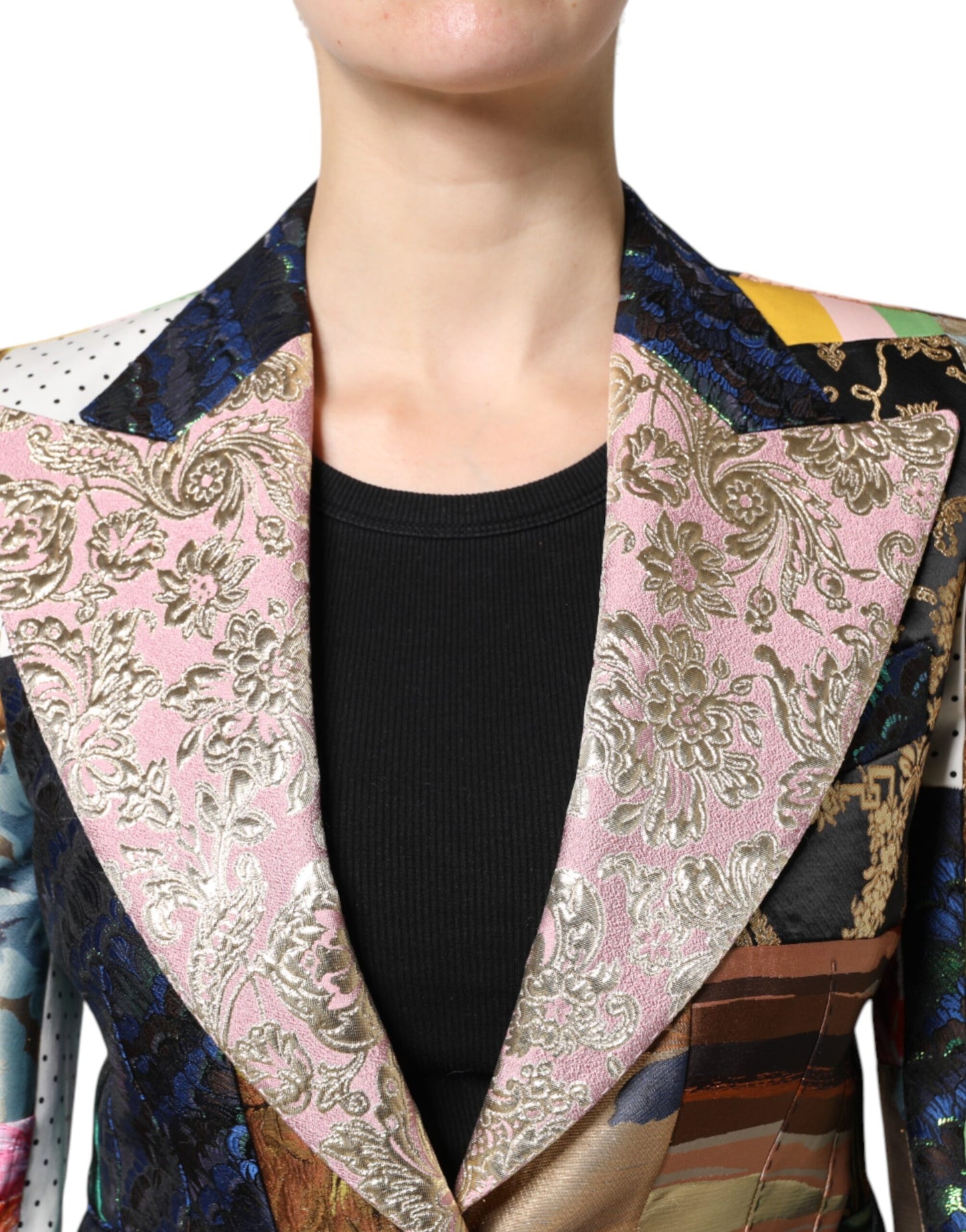 Veste en jacquard patchwork floral multicolore Dolce & Gabbana