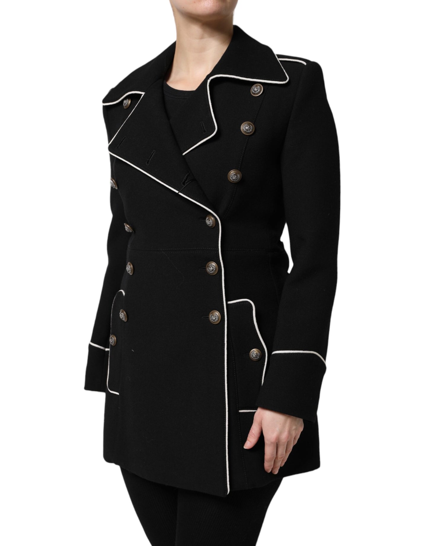 Veste blazer croisée en laine noire Dolce & Gabbana