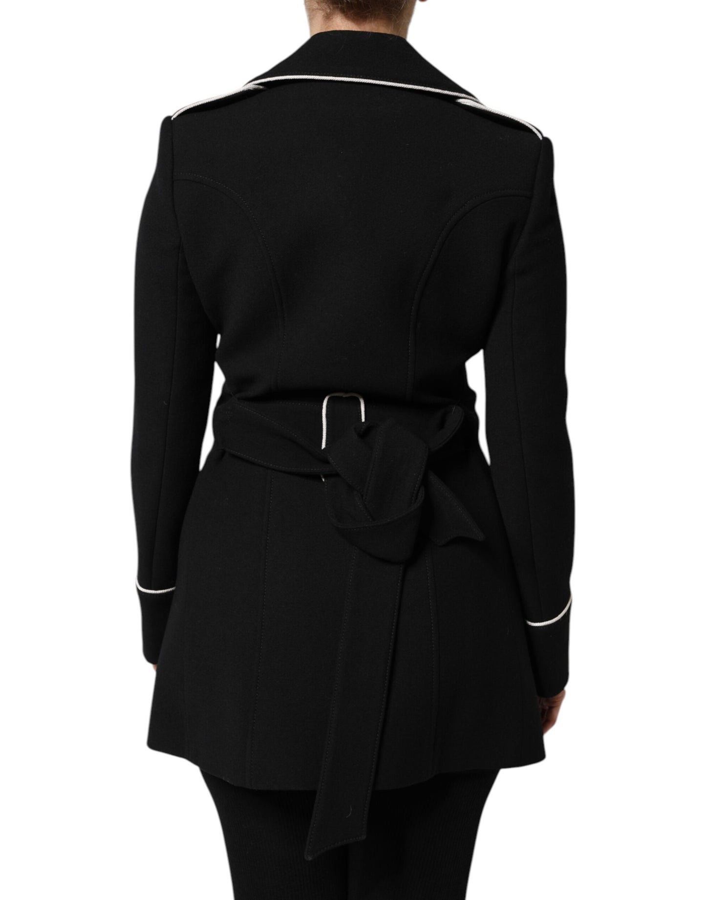 Veste blazer croisée en laine noire Dolce & Gabbana