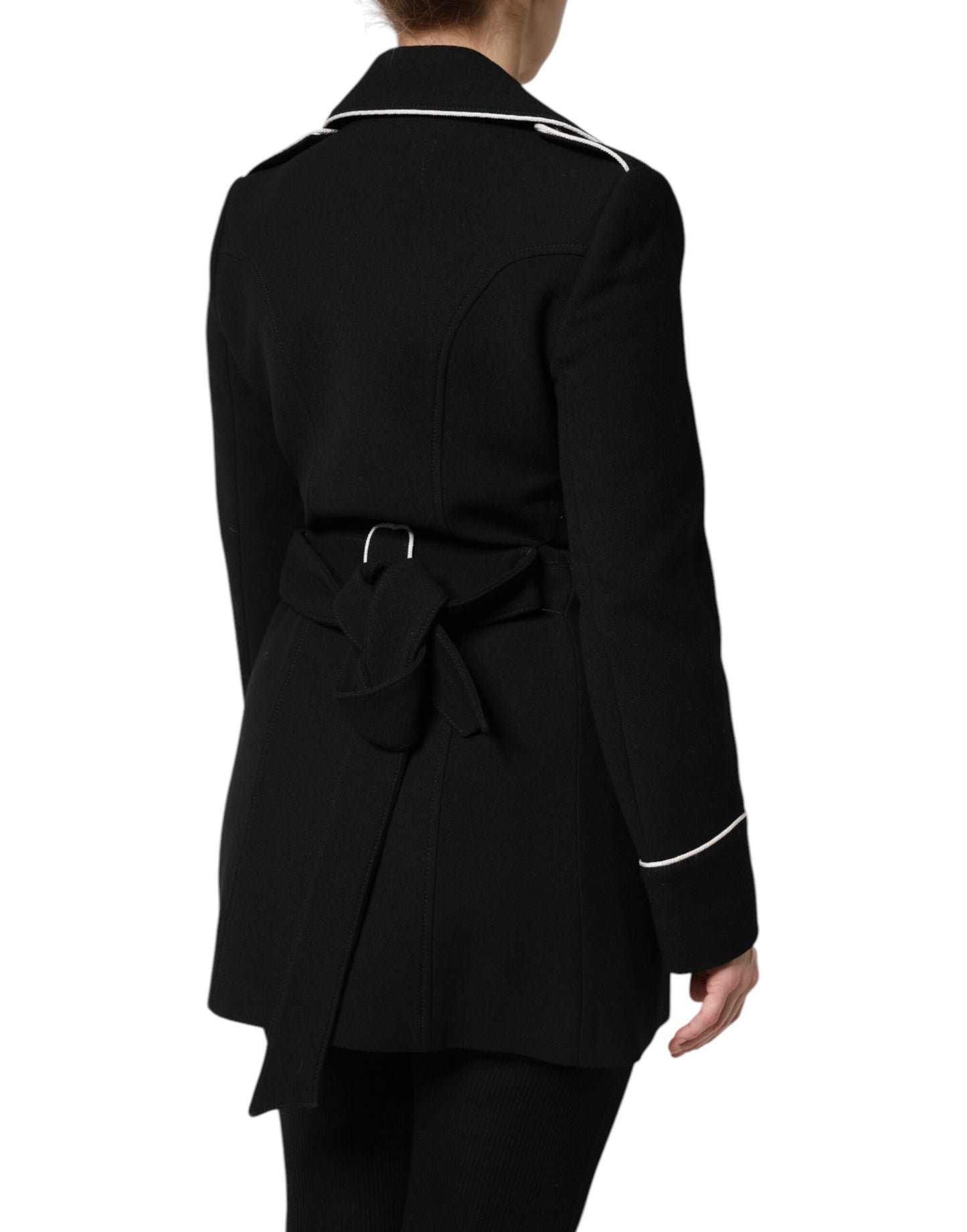 Veste blazer croisée en laine noire Dolce & Gabbana