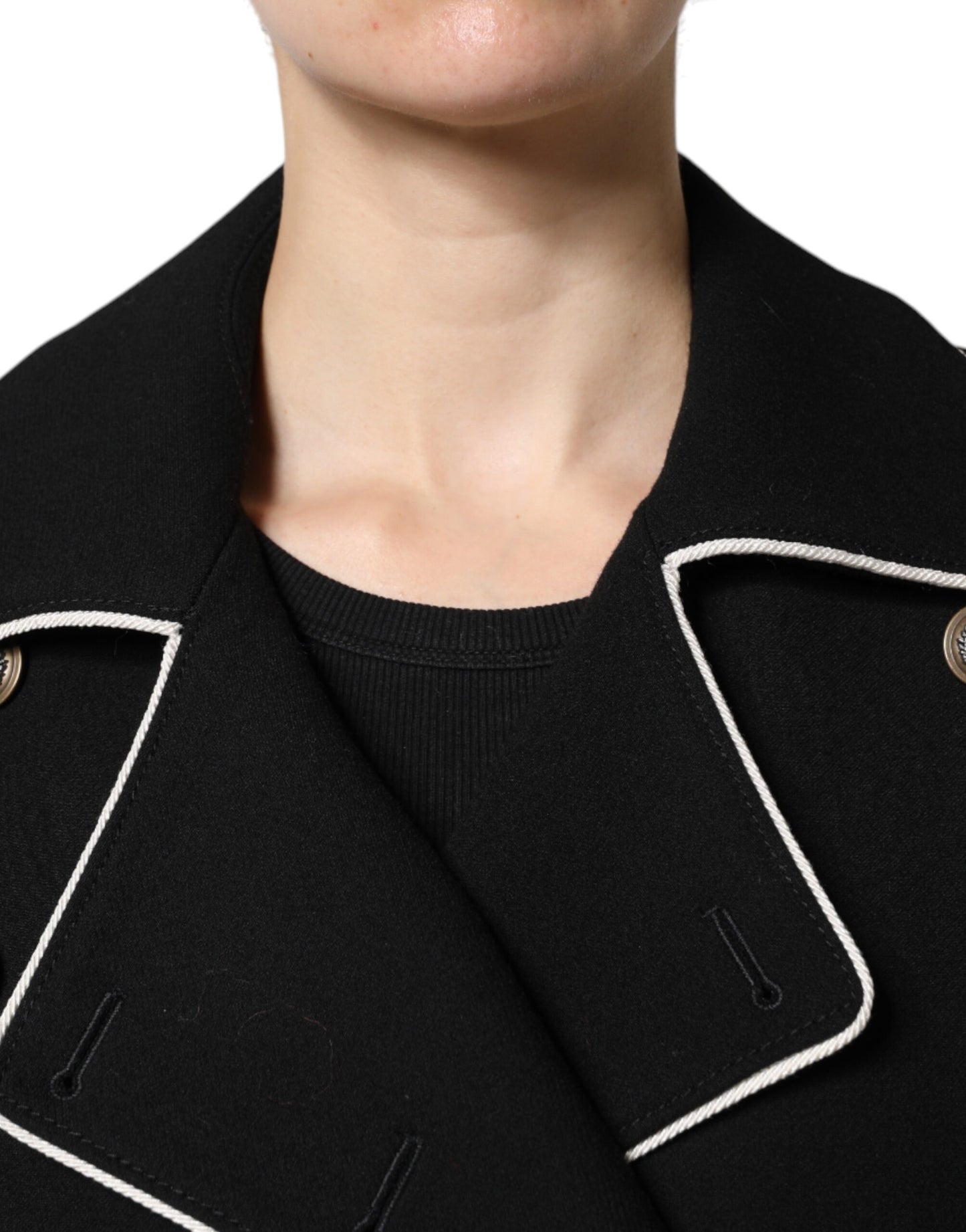 Veste blazer croisée en laine noire Dolce & Gabbana
