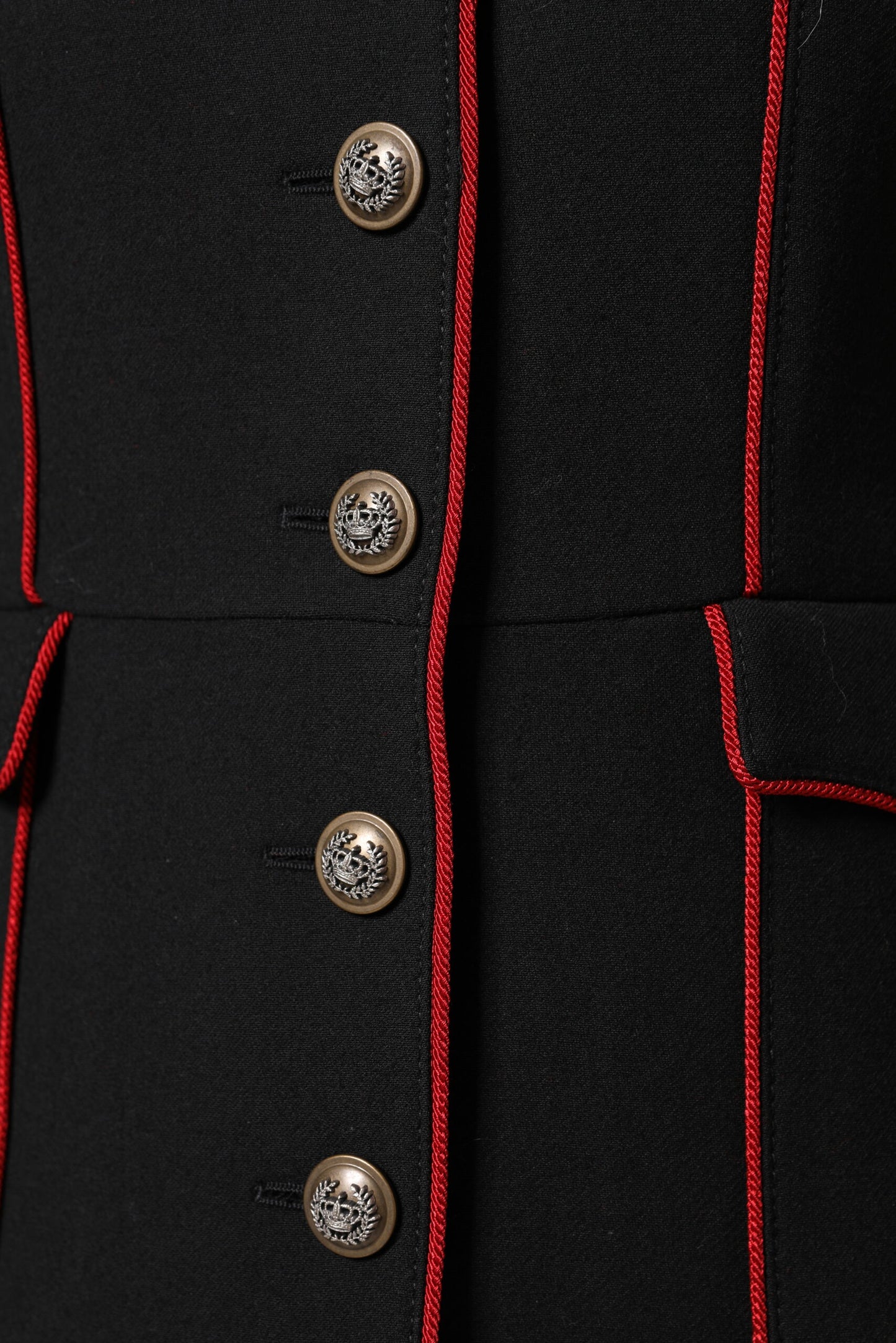 Trench-coat simple boutonnage en laine noire Dolce & Gabbana