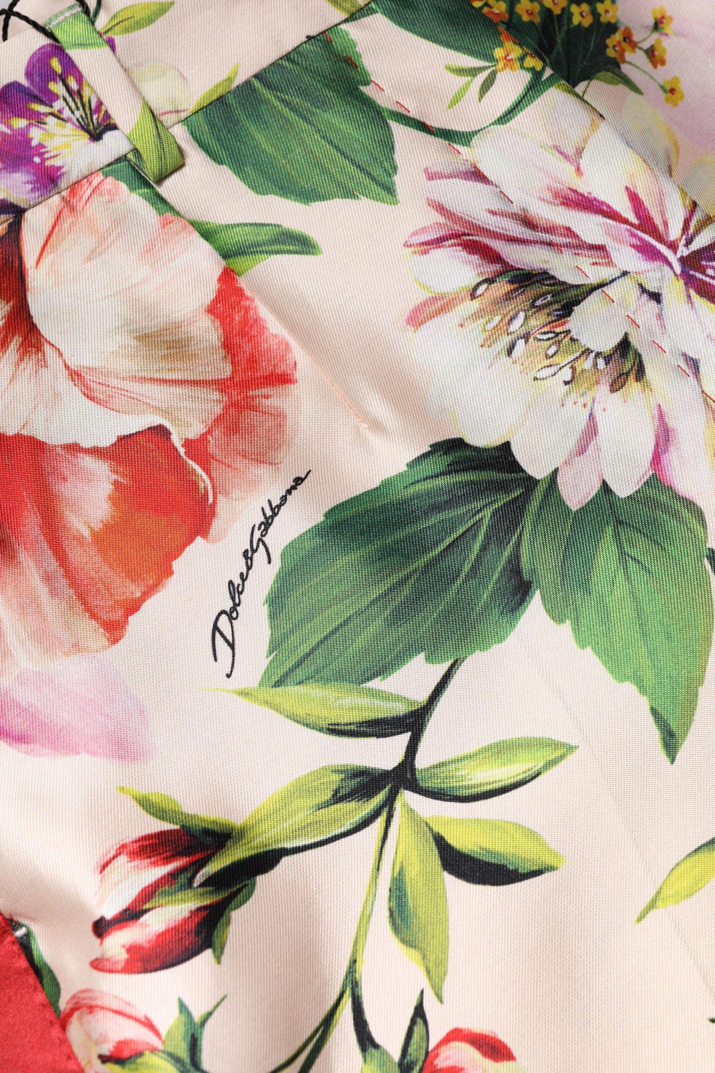 Pantalon droit taille haute à fleurs multicolores Dolce & Gabbana