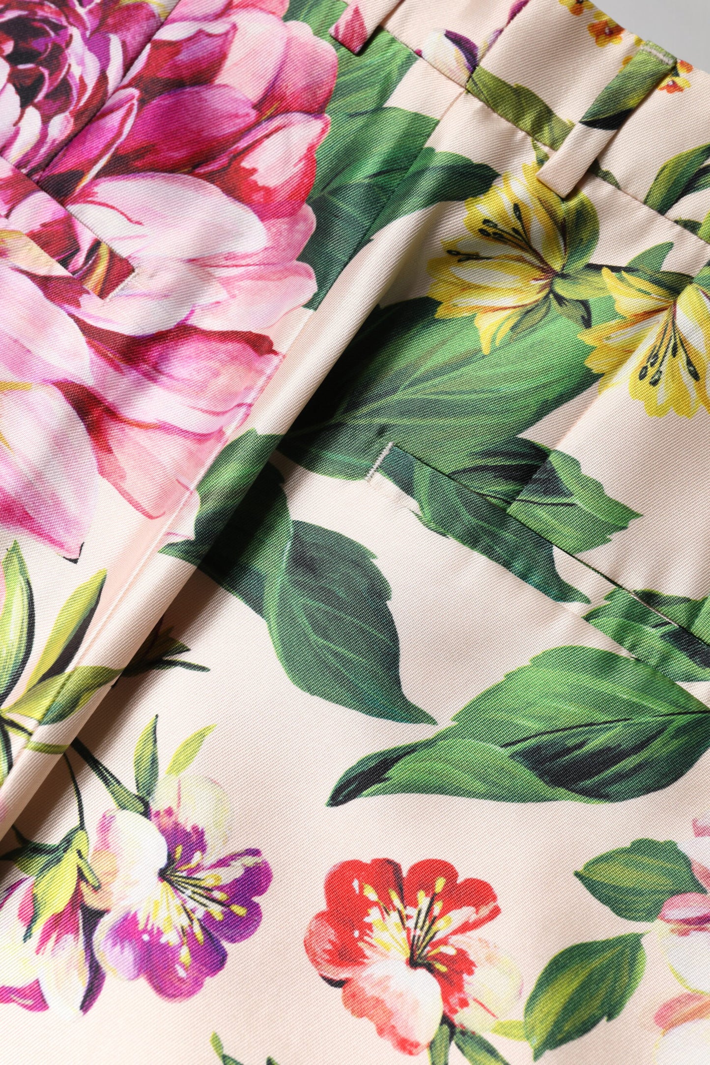 Pantalon droit taille haute à fleurs multicolores Dolce & Gabbana